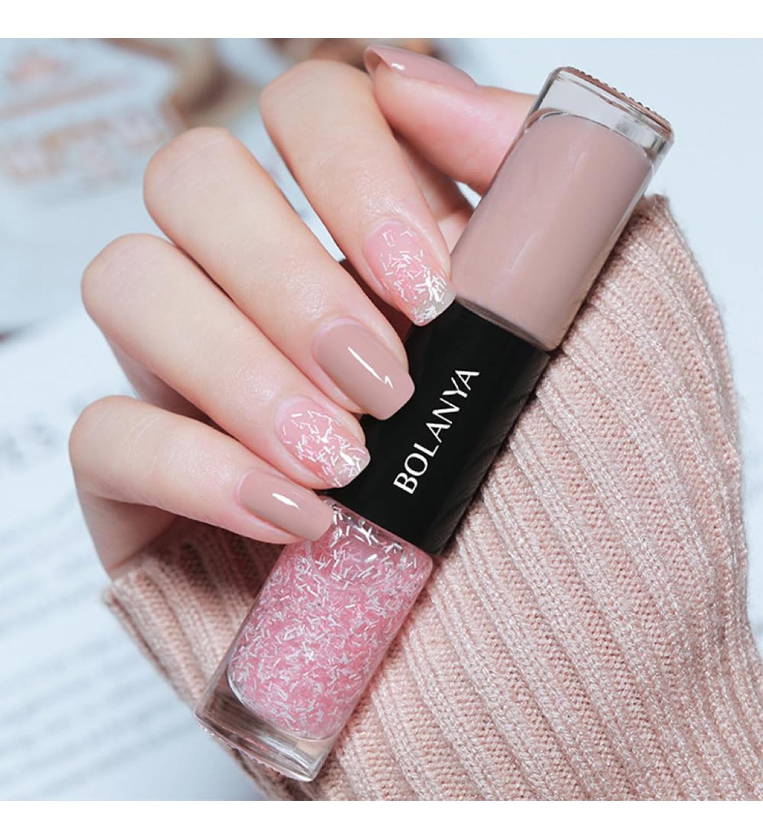 Nude Nail Polish Pink 2 Color In One Tube Quick Dry Nail Varnish Non-Peelable No Need UV Nail Paint For DIY Nail Art Beginner (C132) - Buy Online on GoSupps.com