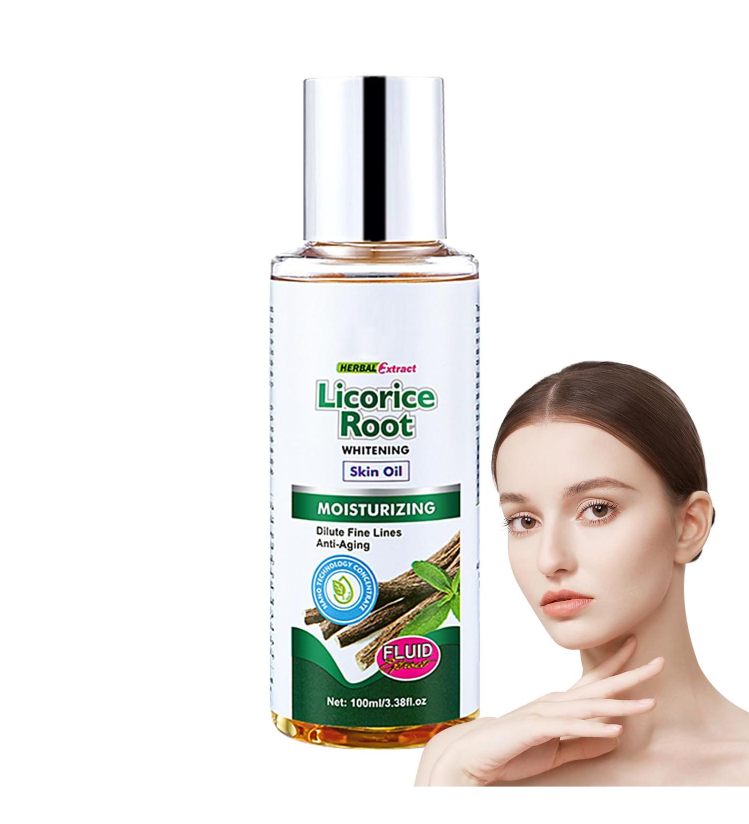 Licorice root extract essential oil skin 338fl Oz Licorice Root Drops Facial Moisturizing Oil Women Dark Spots Removal White Skin Anti Pore ShrinkTeksome - Buy Online on GoSupps.com