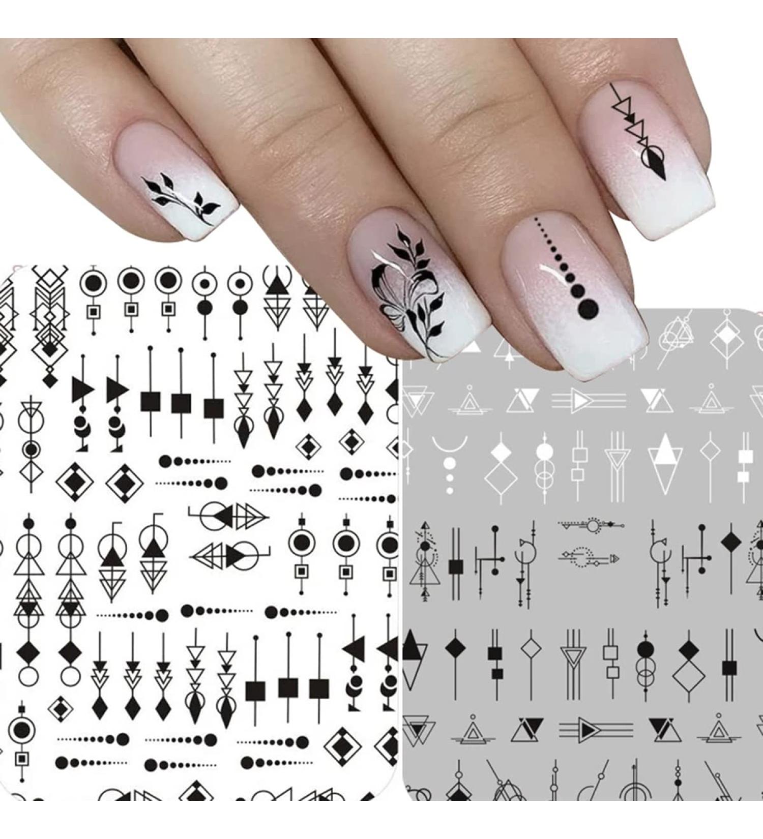 Geometric Heart & English Letter Nail Art Stickers - 6 Sheets - Buy Online on GoSupps.com