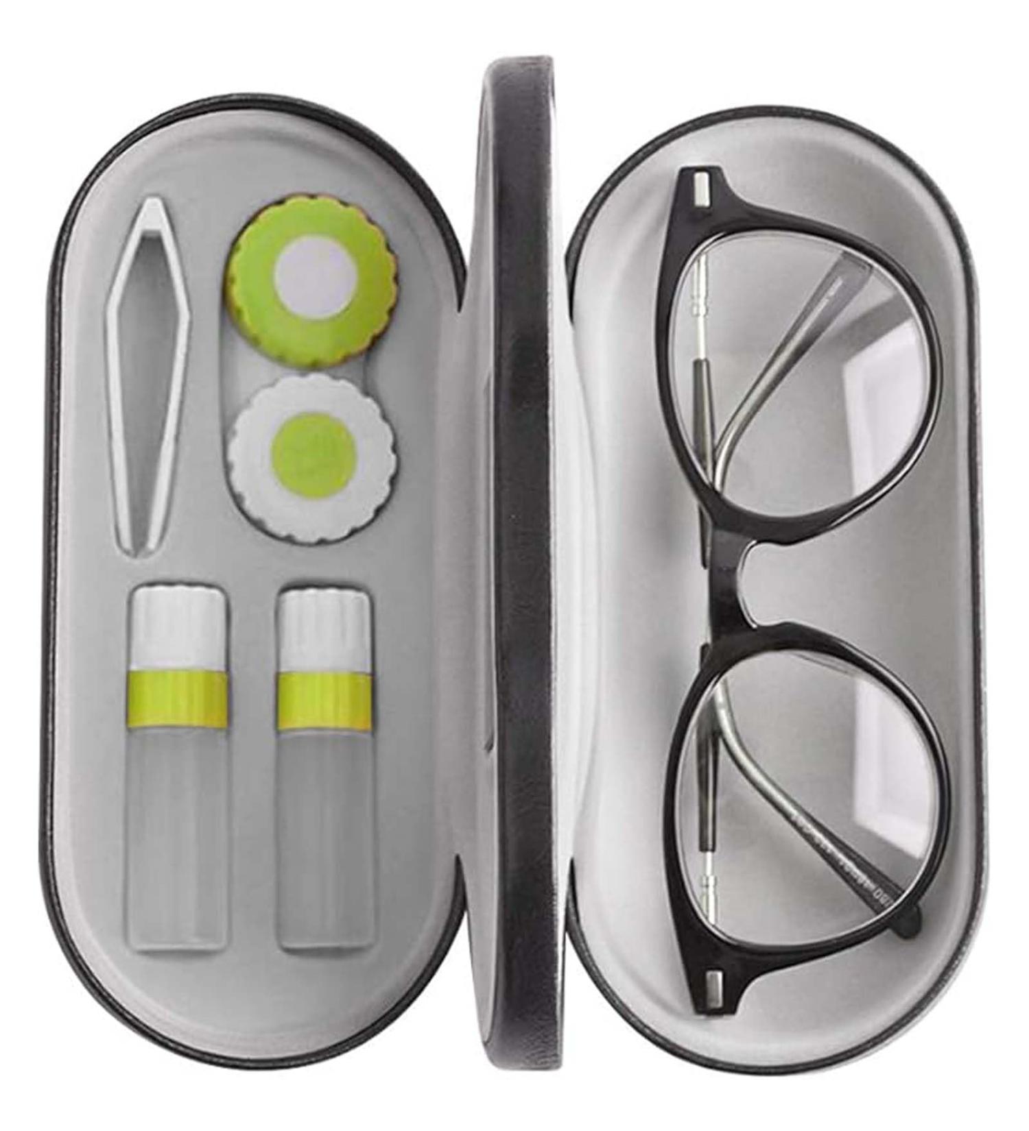 Alladaga Contact Lens Case with Mirror - 2 in 1 Travel Glasses Case | Green | Ideal for International Shipping - Buy Online on GoSupps.com