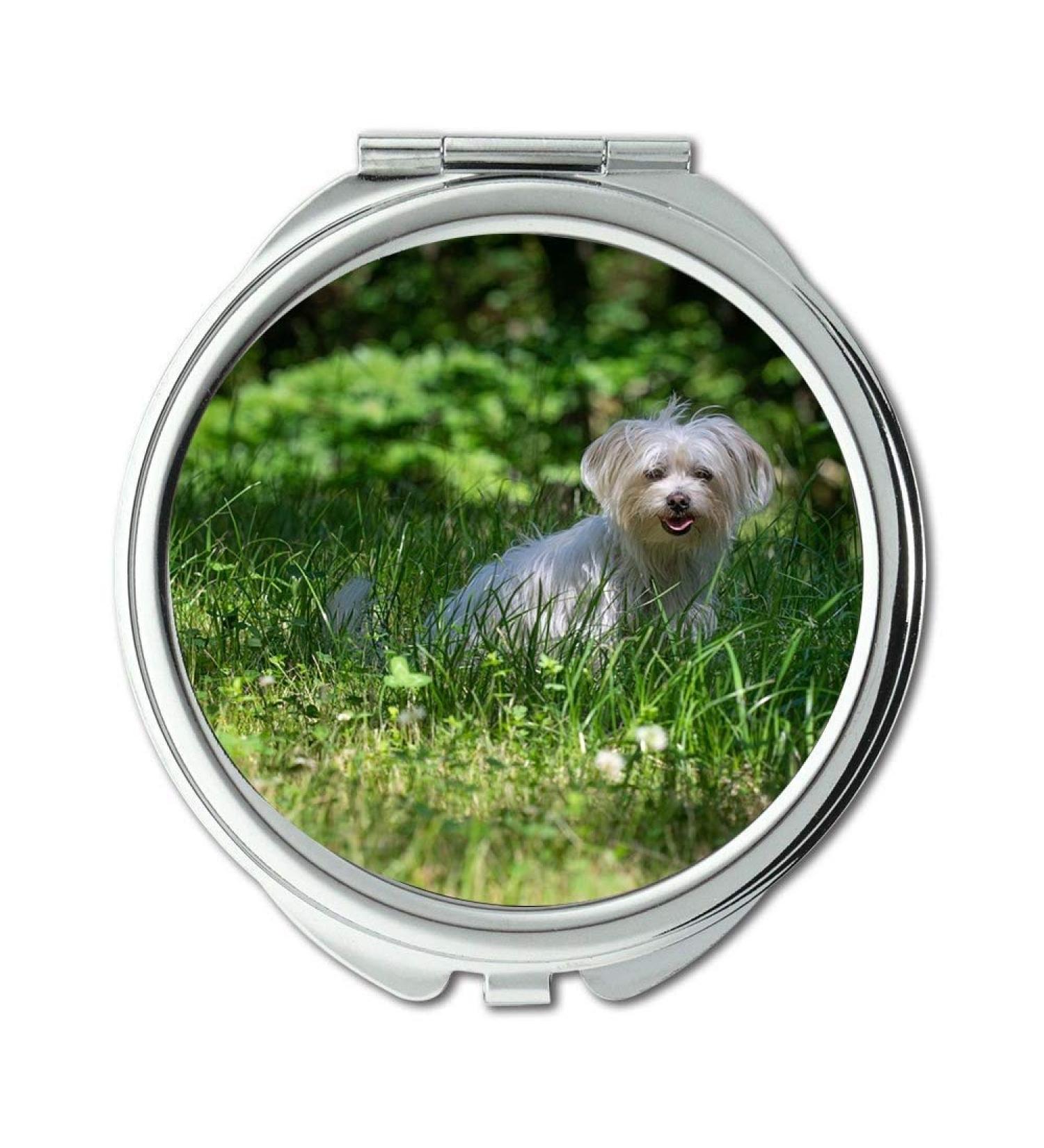 Mirror Compact Mirror Dog Meadow Shadow White White Dog Small Small Dog Pocket Mirror portable mirror - Buy Online on GoSupps.com
