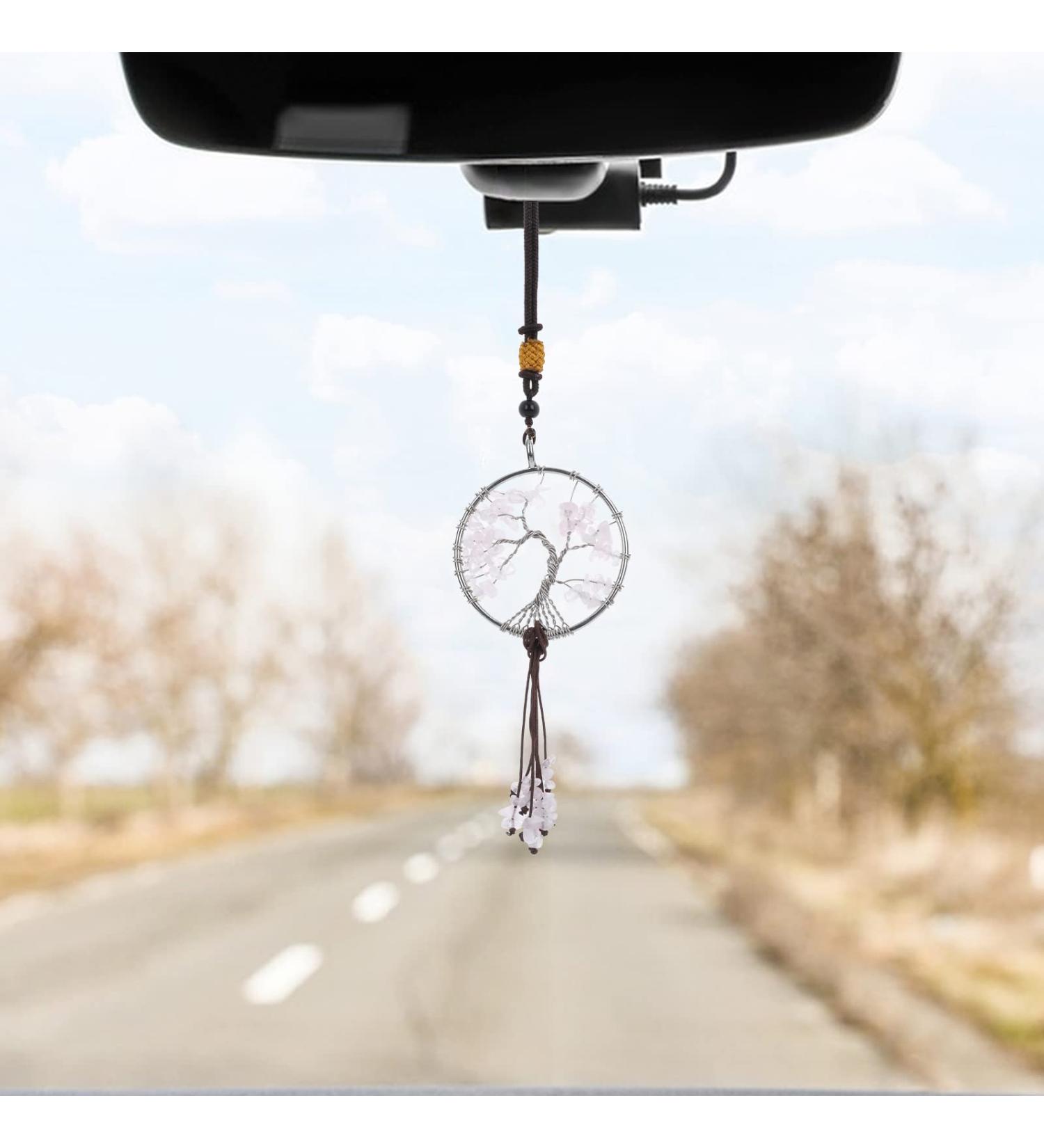 Shop Cobee Tree of Life Hanging Ornament for Car Mirrors | 7 Chakra Stones | Reiki & Good Luck Decoration for Cars & Windows (White/Pink) - Buy Online on GoSupps.com