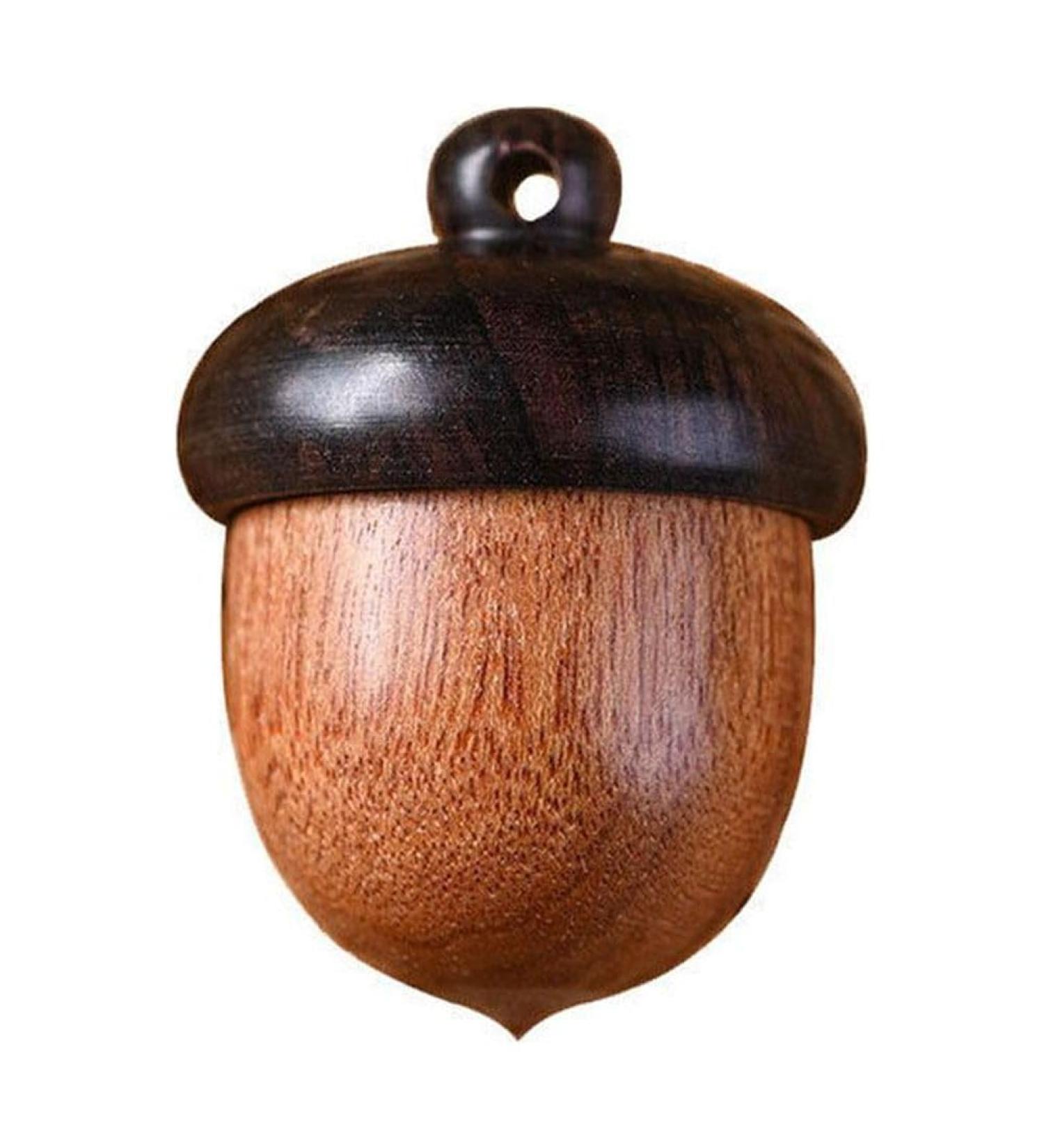 Brown Wooden Travel Pill Case | Solid Wood Mini Organizer for Capsules | Outdoor Acorn Shape Medicine Box - Buy Online on GoSupps.com