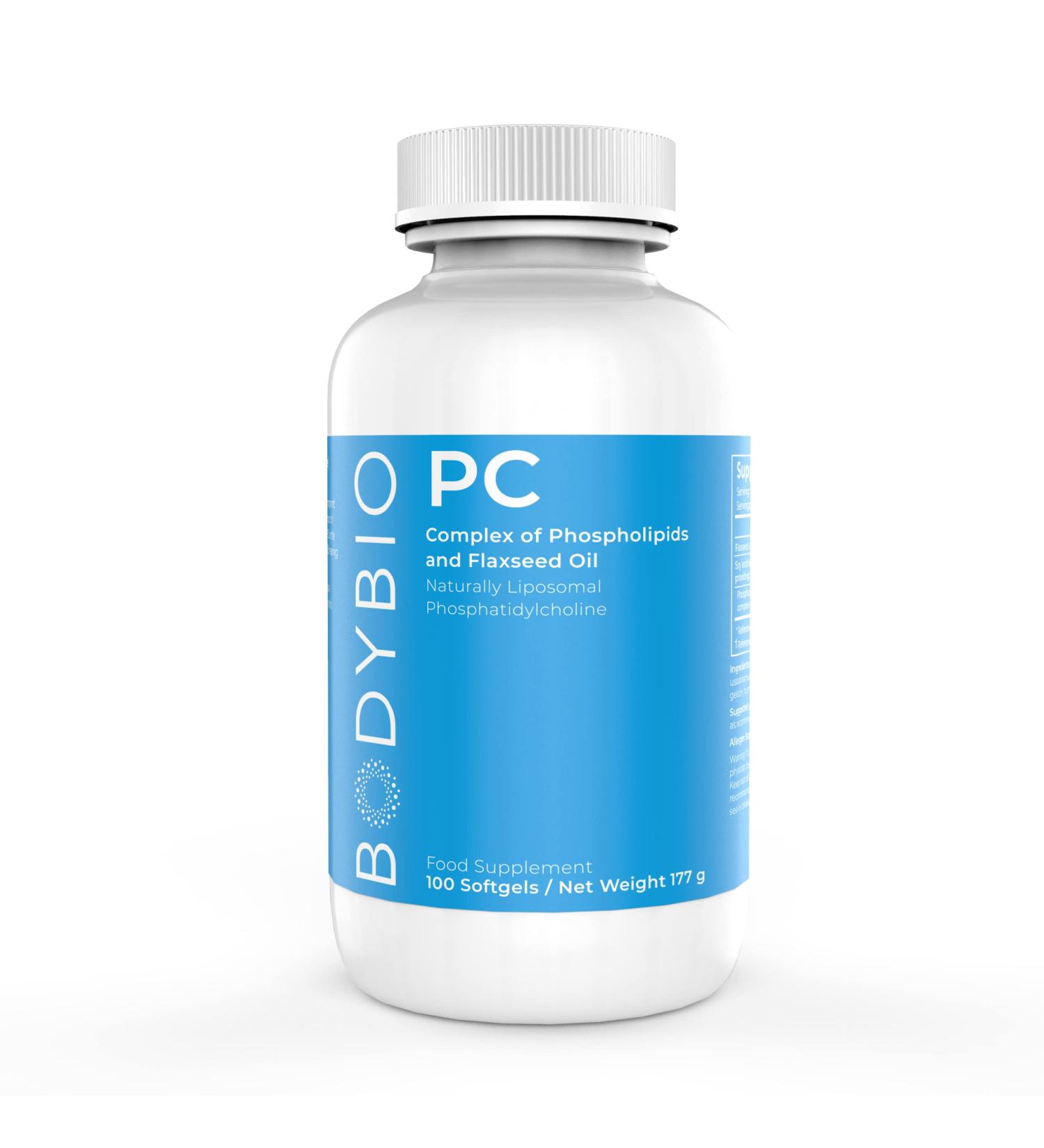 BodyBio PC Phospholipids & Flaxseed Oil | Liposomal Formula | High Absorption & Potency | 100 Capsules - Buy Online on GoSupps.com