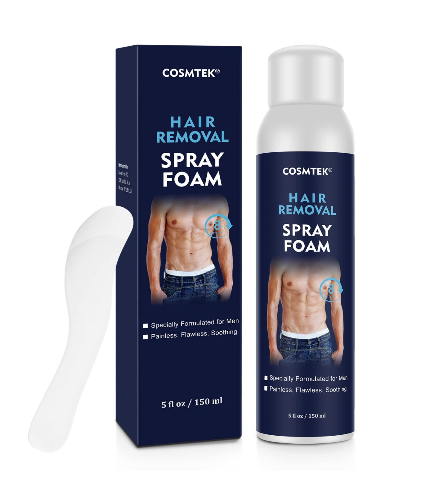 COSMTEK Men's Hair Removal Foam - Smooth & Gentle Depilatory Cream for Body & Face (5.07oz) - Buy Online on GoSupps.com