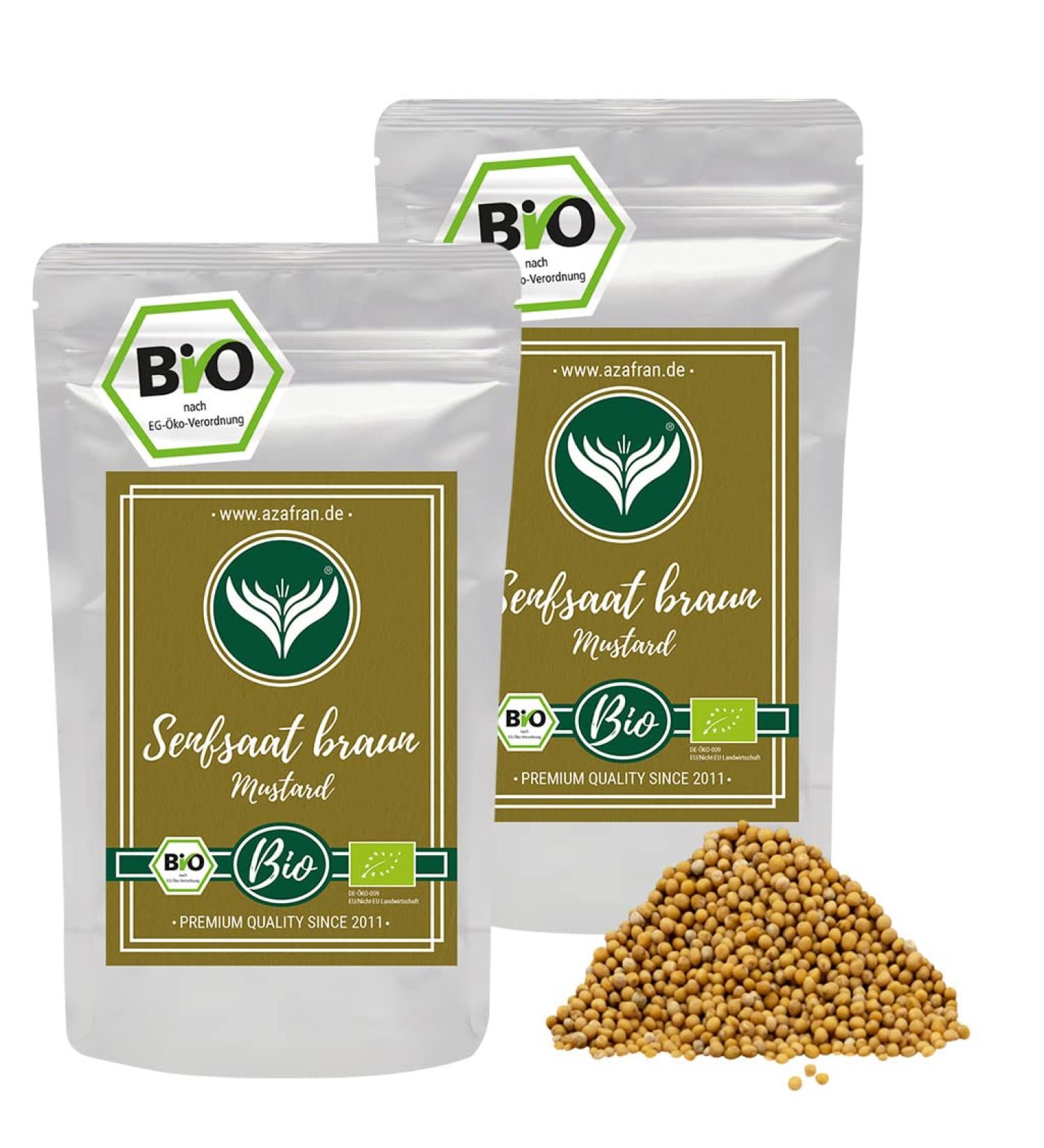 Buy Azafran Organic Brown Mustard Seeds (500g) - Premium Mustard Grains for Cooking | Ideal for Asian & Indian Cuisine - Buy Online on GoSupps.com