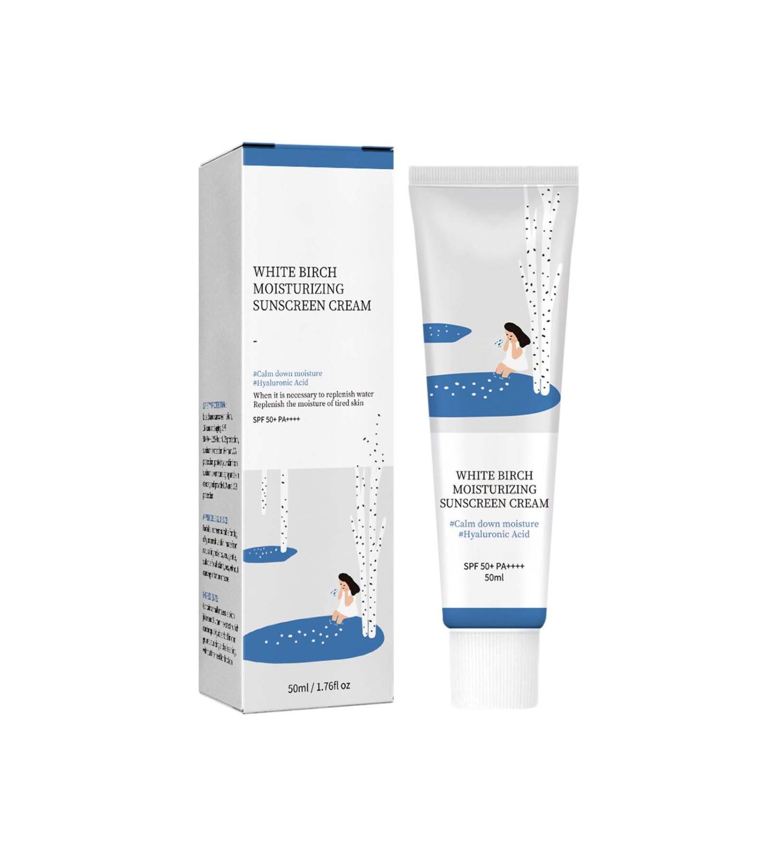 Birch Juice Moisturizing Sun Cream - Korean SPF50 Face Sunscreen Natural Organic PA++++ Formula No White Cast Strong UV Protection & Moist Essence Type with Centella - Buy Online on GoSupps.com