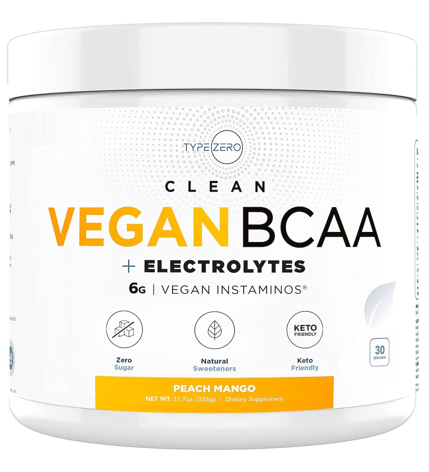 Ultra Clean Vegan BCAA Powder + Electrolytes (Peach Mango | 6G) - Sugar-Free BCAAs Amino Acids Supplement for Post Workout Recovery - Women/Men - Buy Online on GoSupps.com