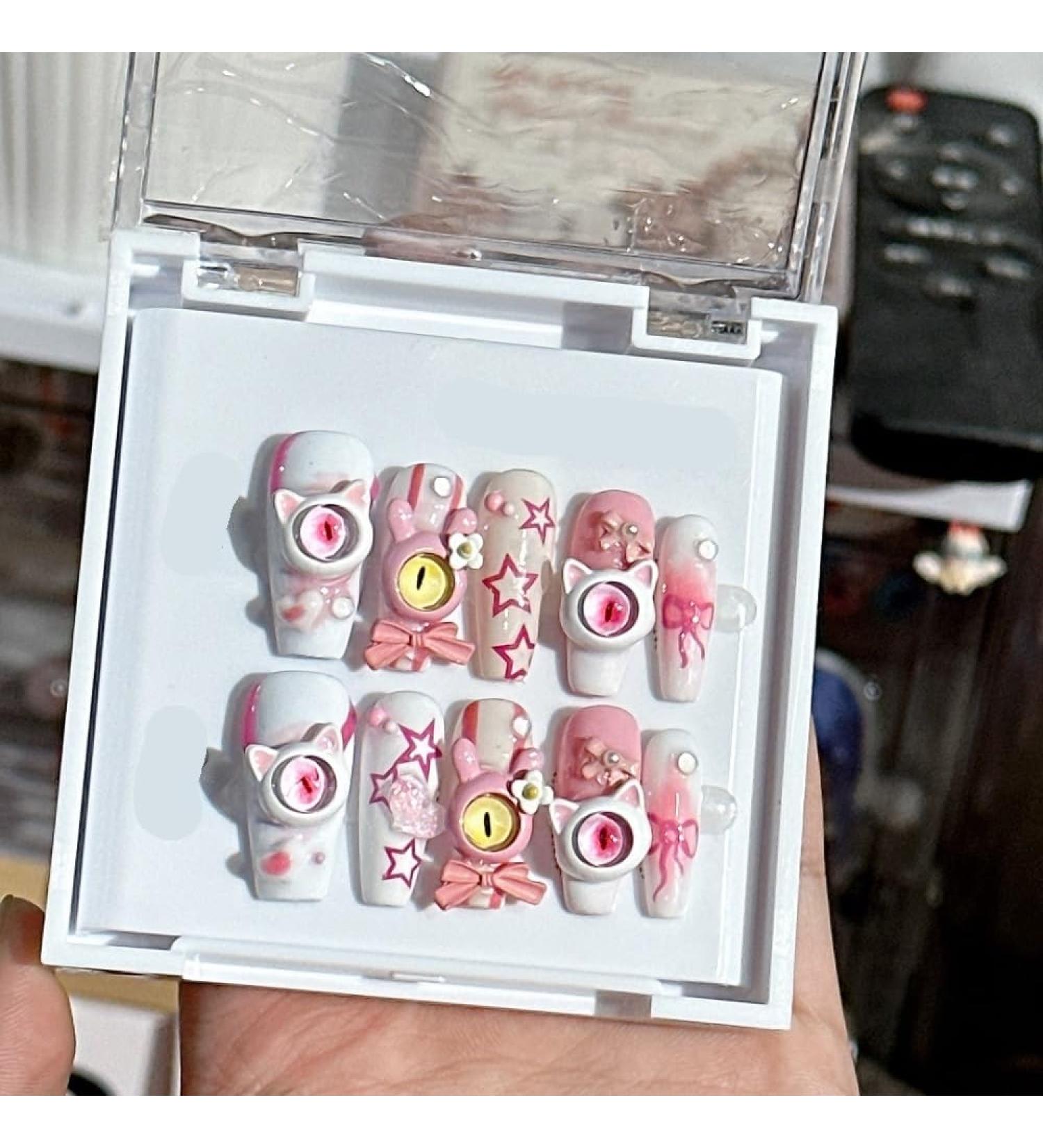 Handmade Nail Wearing New Type Nail Enhancement 3D Detachable False Nail Enhancement Patch(Size:L) - Buy Online on GoSupps.com