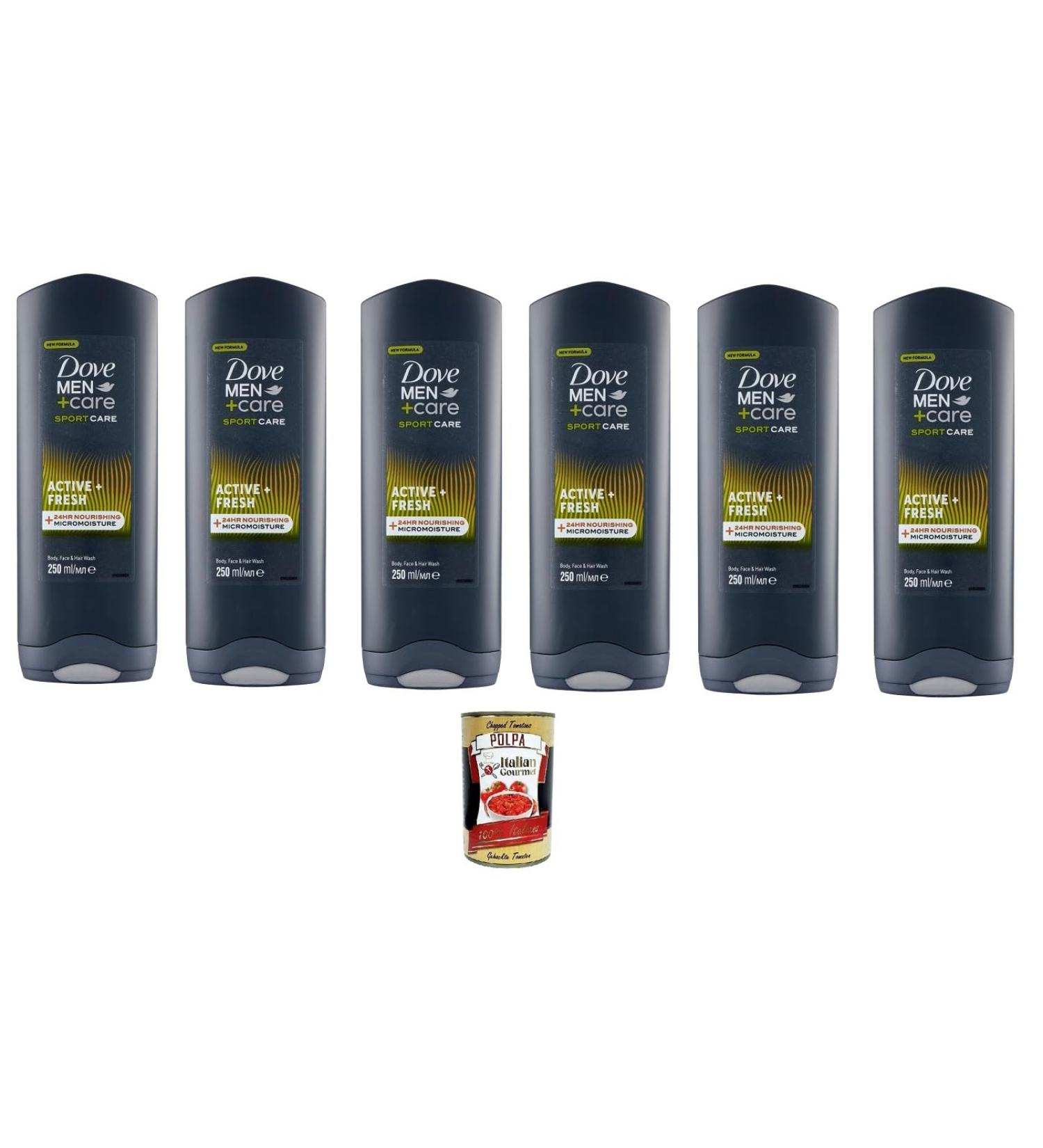  Italian Gourmet E.R. D.Men+Care Sport Care Active + Fresh Body Face and Hair Cleanser 6 x 250 ml + Polpa Italian Gourmet 400 g - Buy Online on GoSupps.com