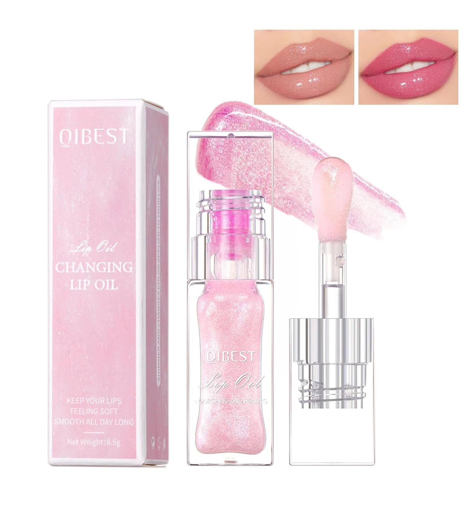 Color Changing Lip Oil | Moisturizing Shimmery Pink Gloss | Long Lasting Lip Glow & Tint | International Shipping Available - Buy Online on GoSupps.com