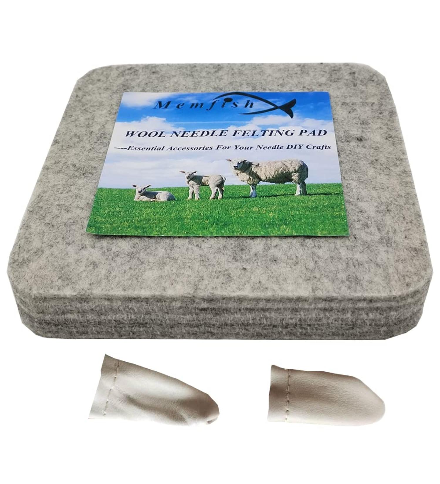 Wool Needle Felting Pad with Leather Finger Guards - Eco-Friendly 6x6 inch Base for Precision Projects - Buy Online on GoSupps.com