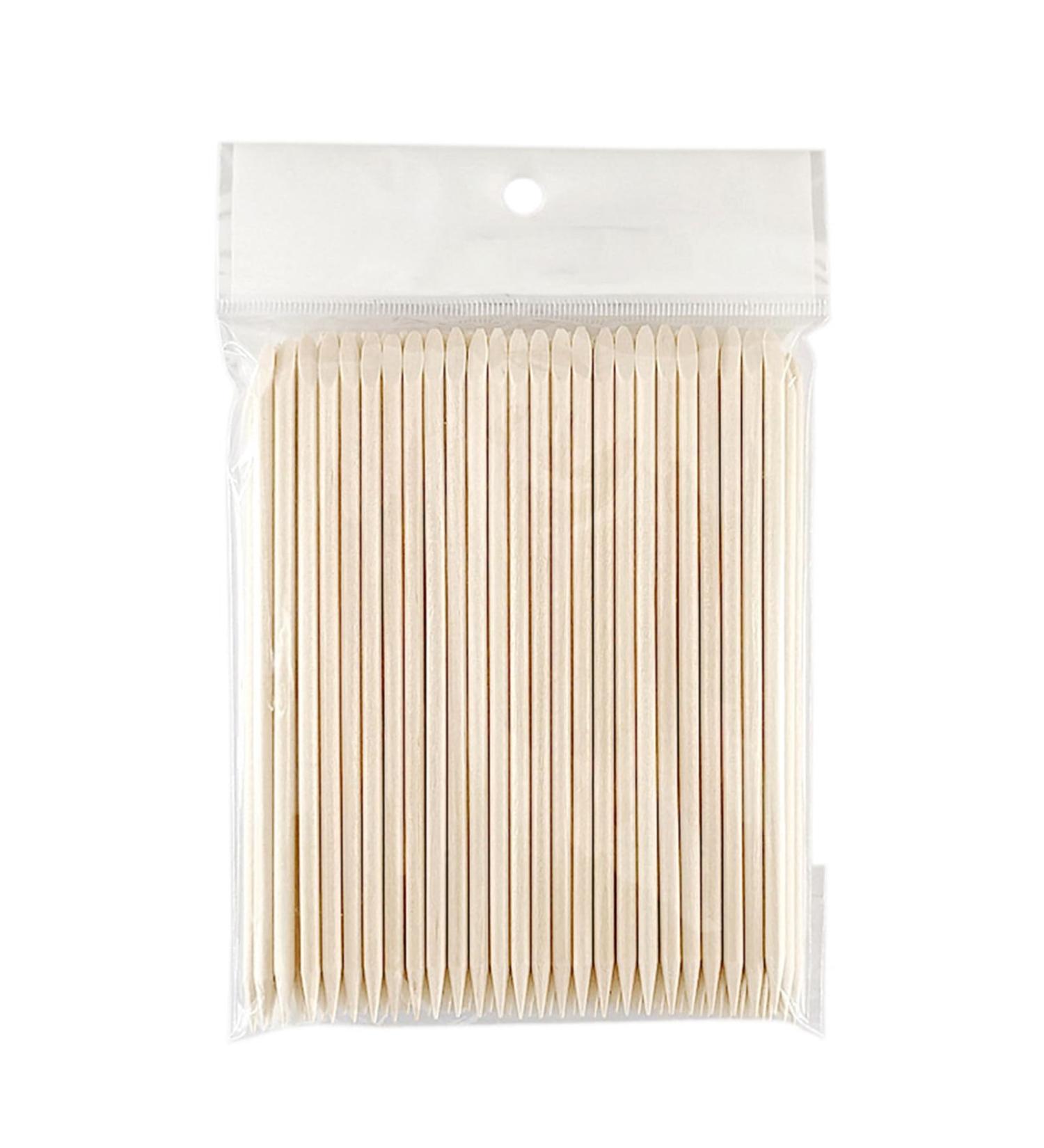 100 PCS Orange Wooden Nail Sticks | Double Heads Cuticle Pusher Tools for Manicure and Pedicure - Buy Online on GoSupps.com