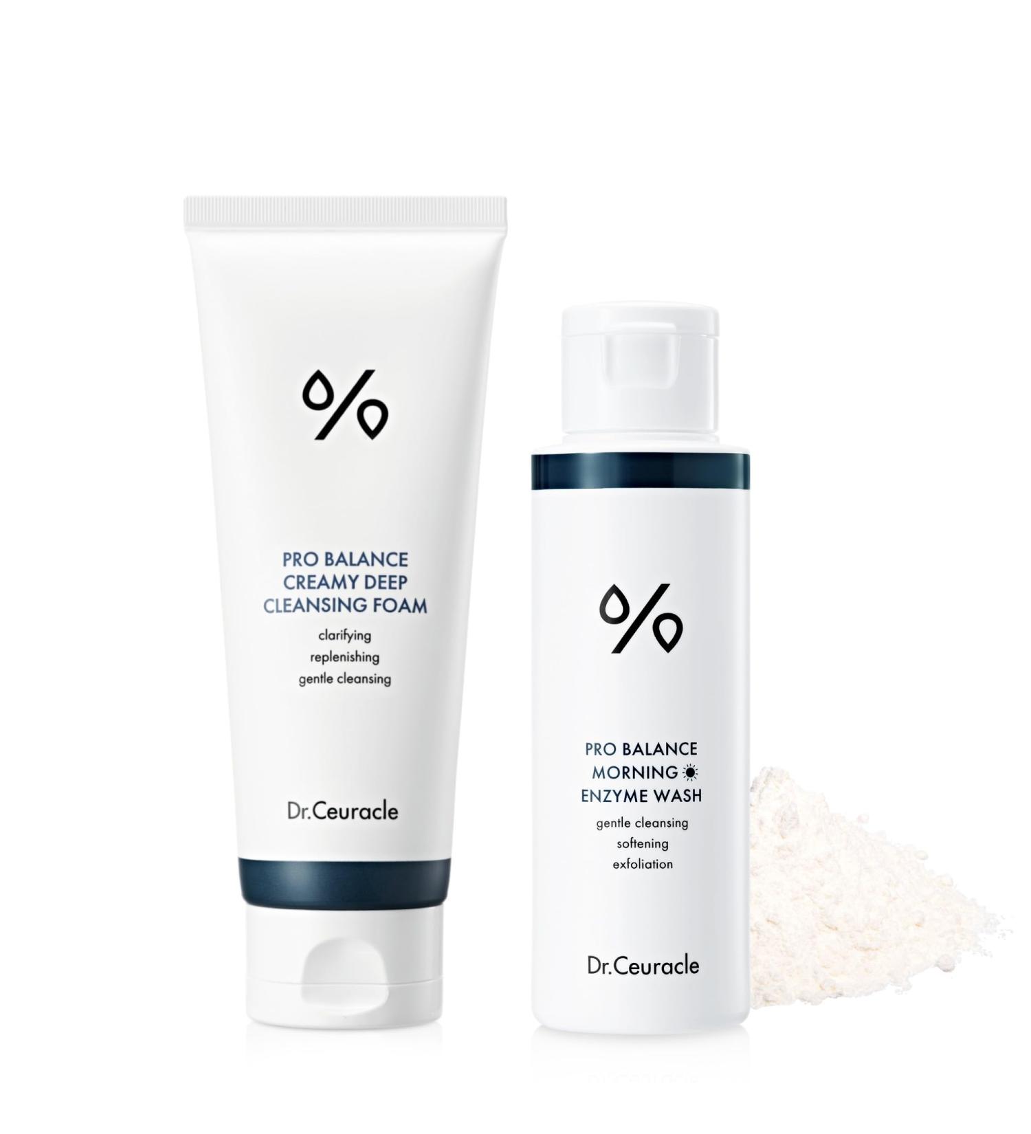 Dr.Ceuracle | Pro Balance Creamy Deep Cleansing Foam + Enzyme Powder Face Wash (Morning Wash)