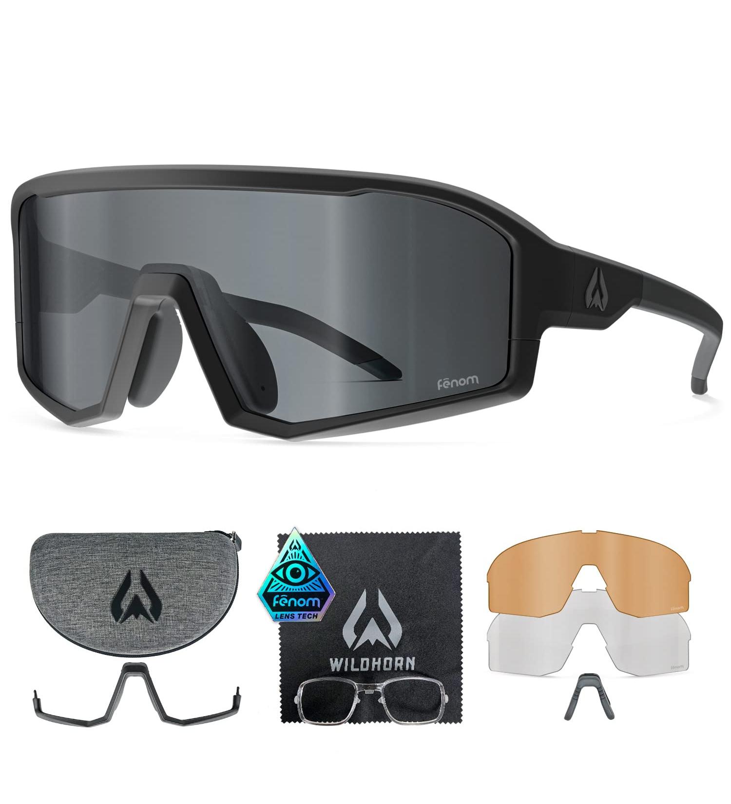 Wildhorn Radke MTB Cycling Glasses - UV400 Sports Sunglasses for Men | 3 Interchangeable Lenses - Stealth Jetblack - Buy Online on GoSupps.com