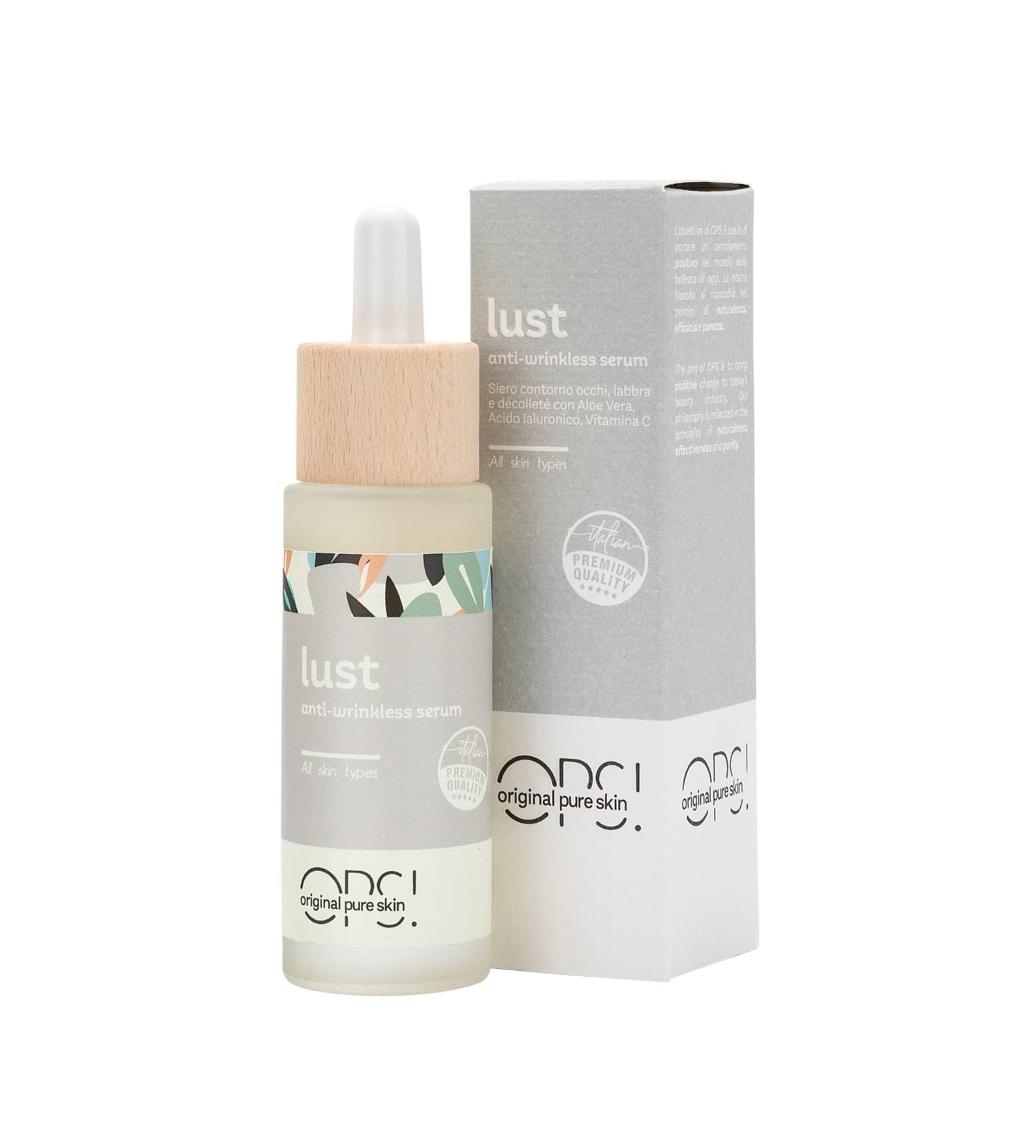 OPS! Lust - Anti-wrinkle face serum with hyaluronic acid vitamin C and aloe vera for the eye lip and d collet area. Made in Italy 30 ml - Buy Online on GoSupps.com
