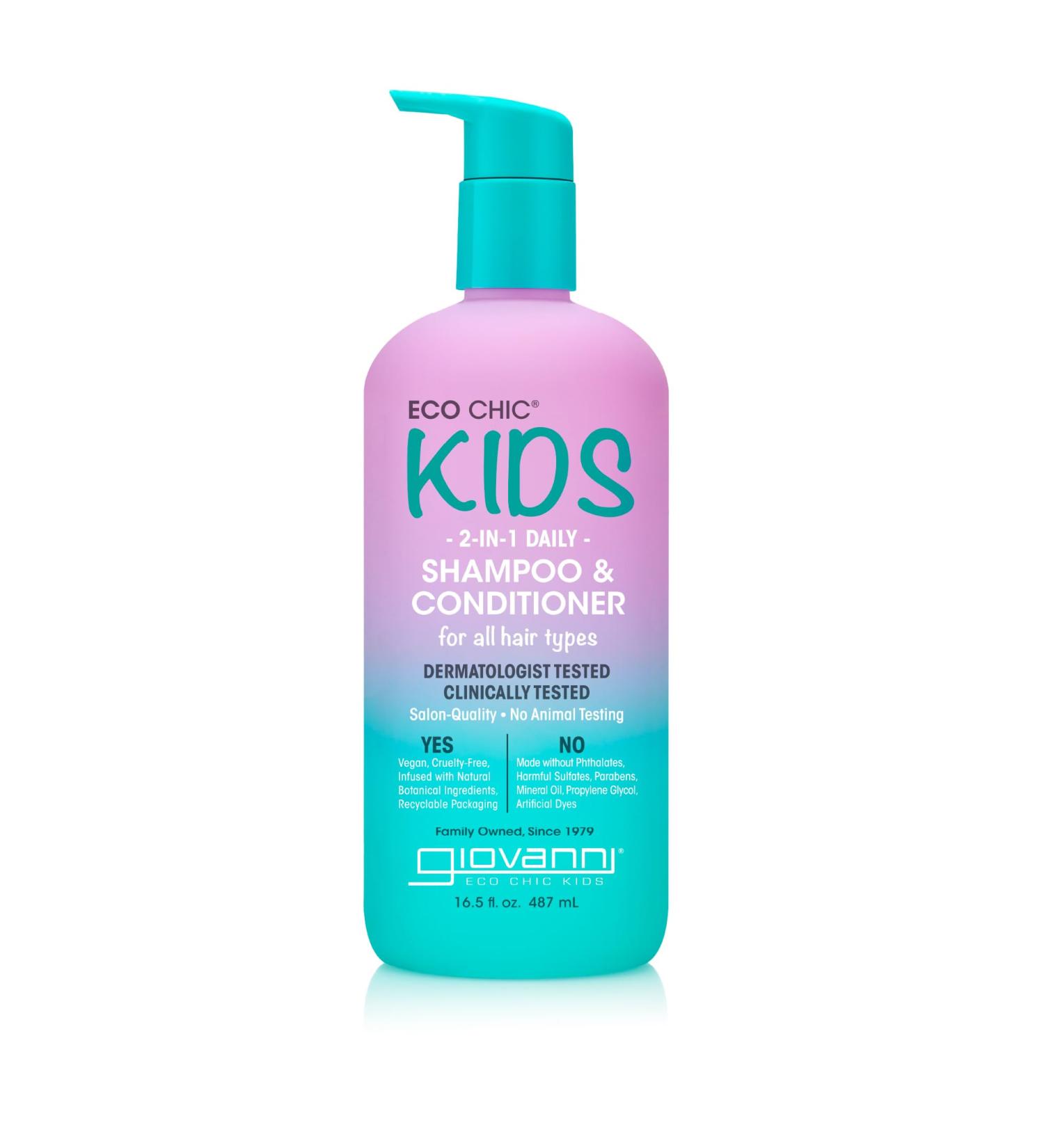 GIOVANNI Eco Chic Kids 2 in 1 Shampoo & Conditioner - Vegan Gentle Formula for All Hair Types - 16.4 Fl Oz - Best Kids Shampoo & Conditioner - Buy Online on GoSupps.com