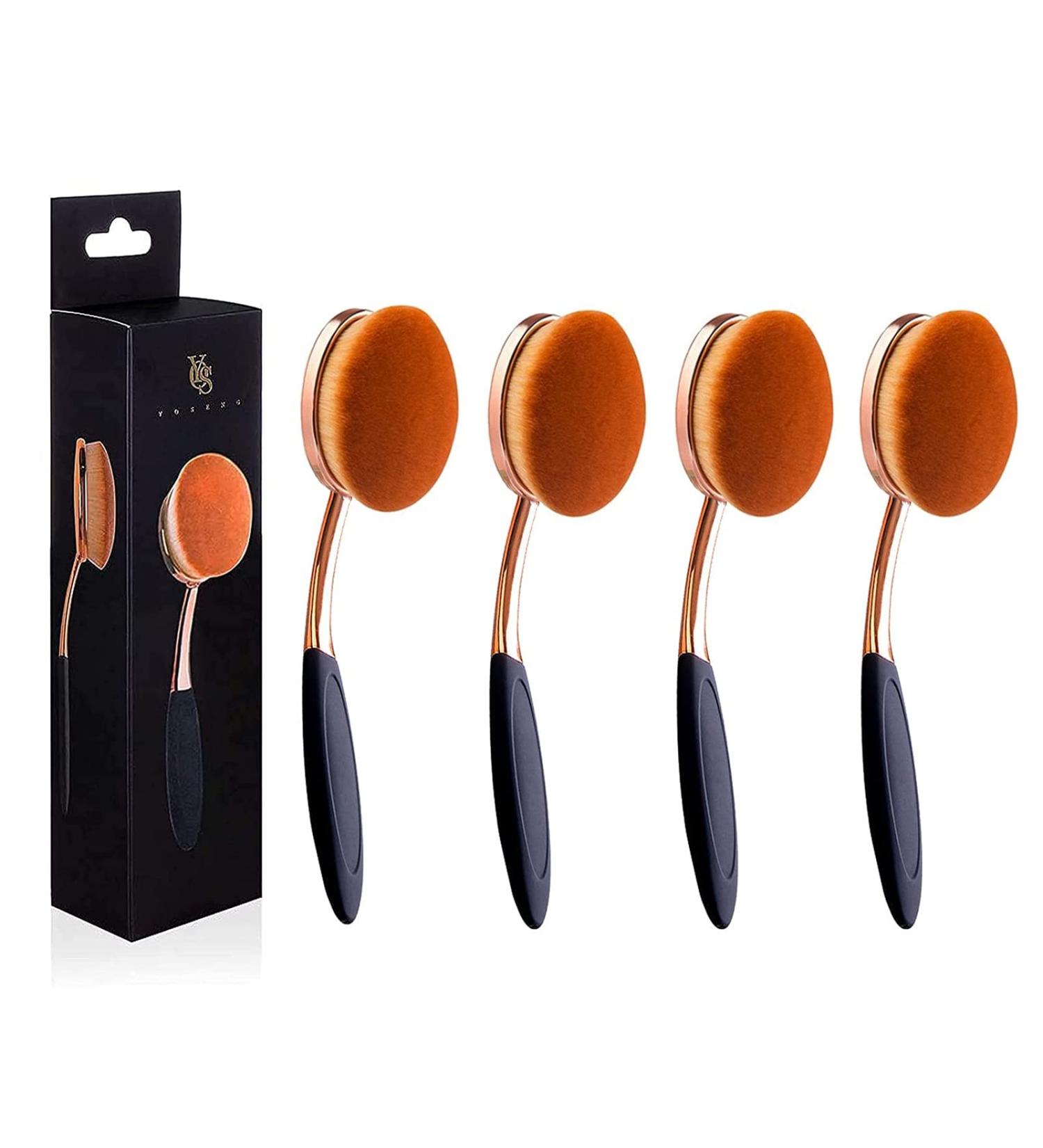 Yoseng Oval Foundation Brush Set - 4 Pack | Fast Flawless Application for Liquid Cream & Powder Makeup - International Shipping Available - Buy Online on GoSupps.com