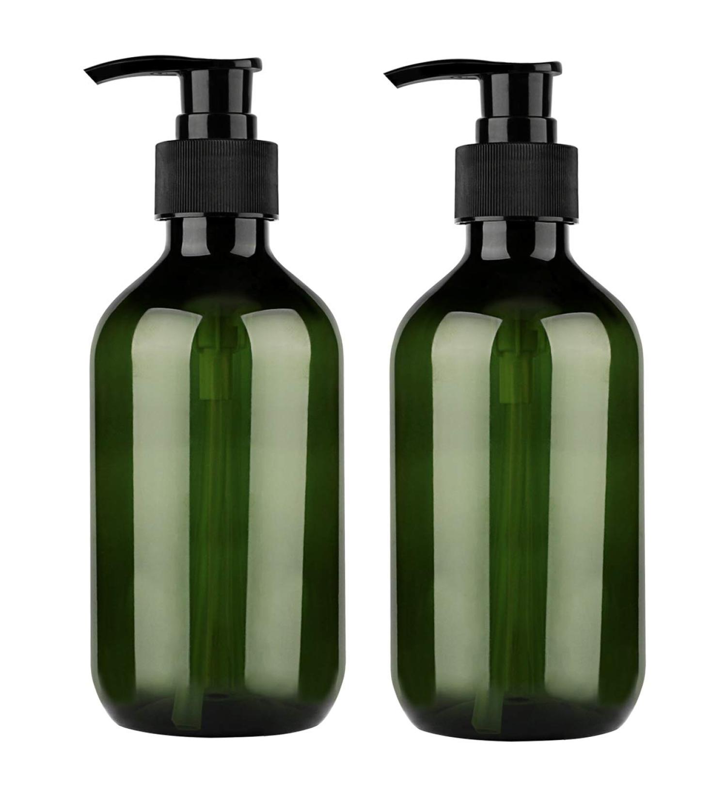 YEBeauty 10oz Pump Bottle Dispenser 2-Pack - Refillable Soap Shampoo Dispenser for Kitchen & Bathroom - Green 300ml - Buy Online on GoSupps.com