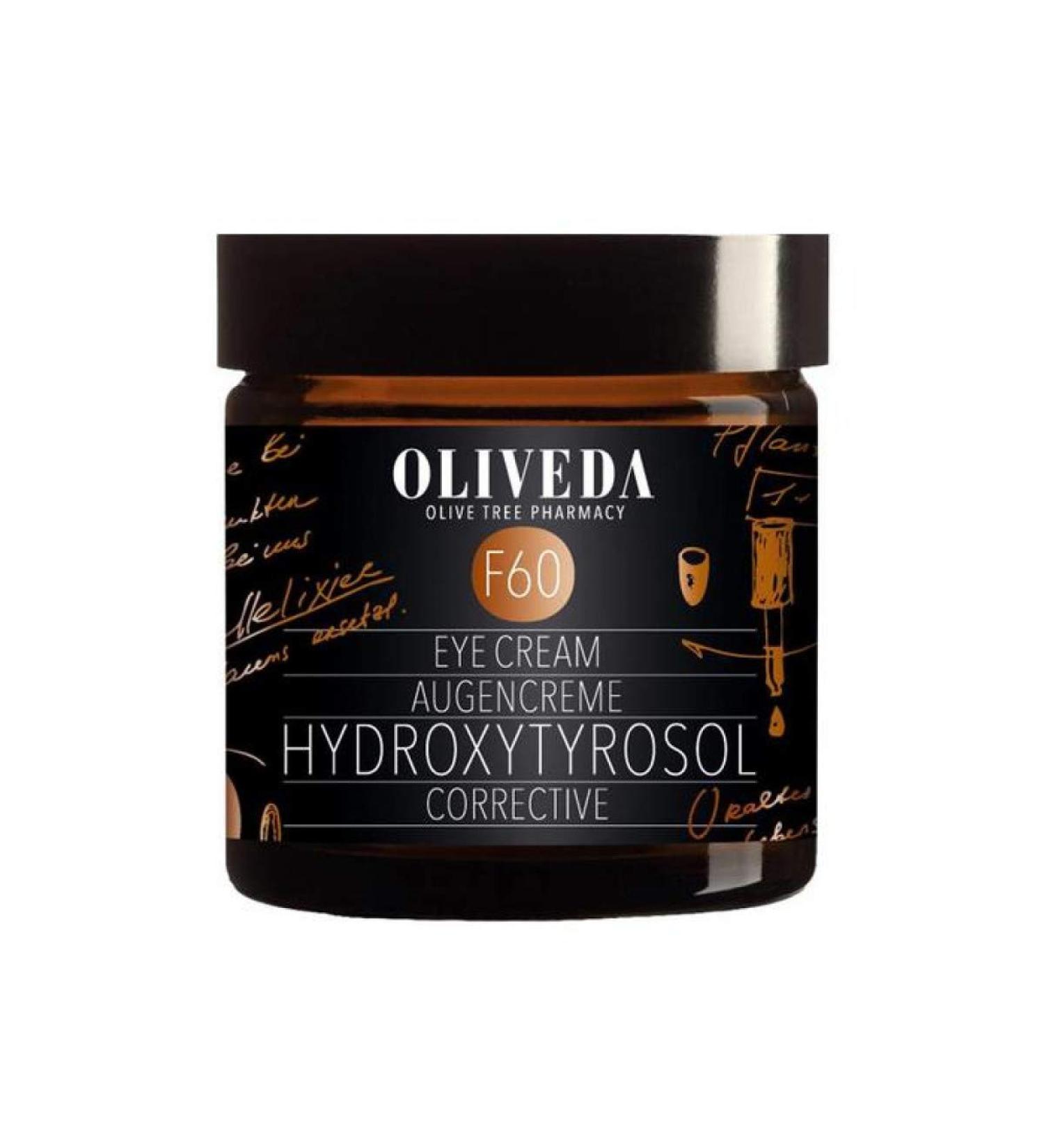 Oliveda F60 - eye cream hydroxytyTyrosol corrective |Anti-aging with hyaluron paracress & vitamin E |Against eye wrinkles dark circles & swelling - 30 ml - vegan