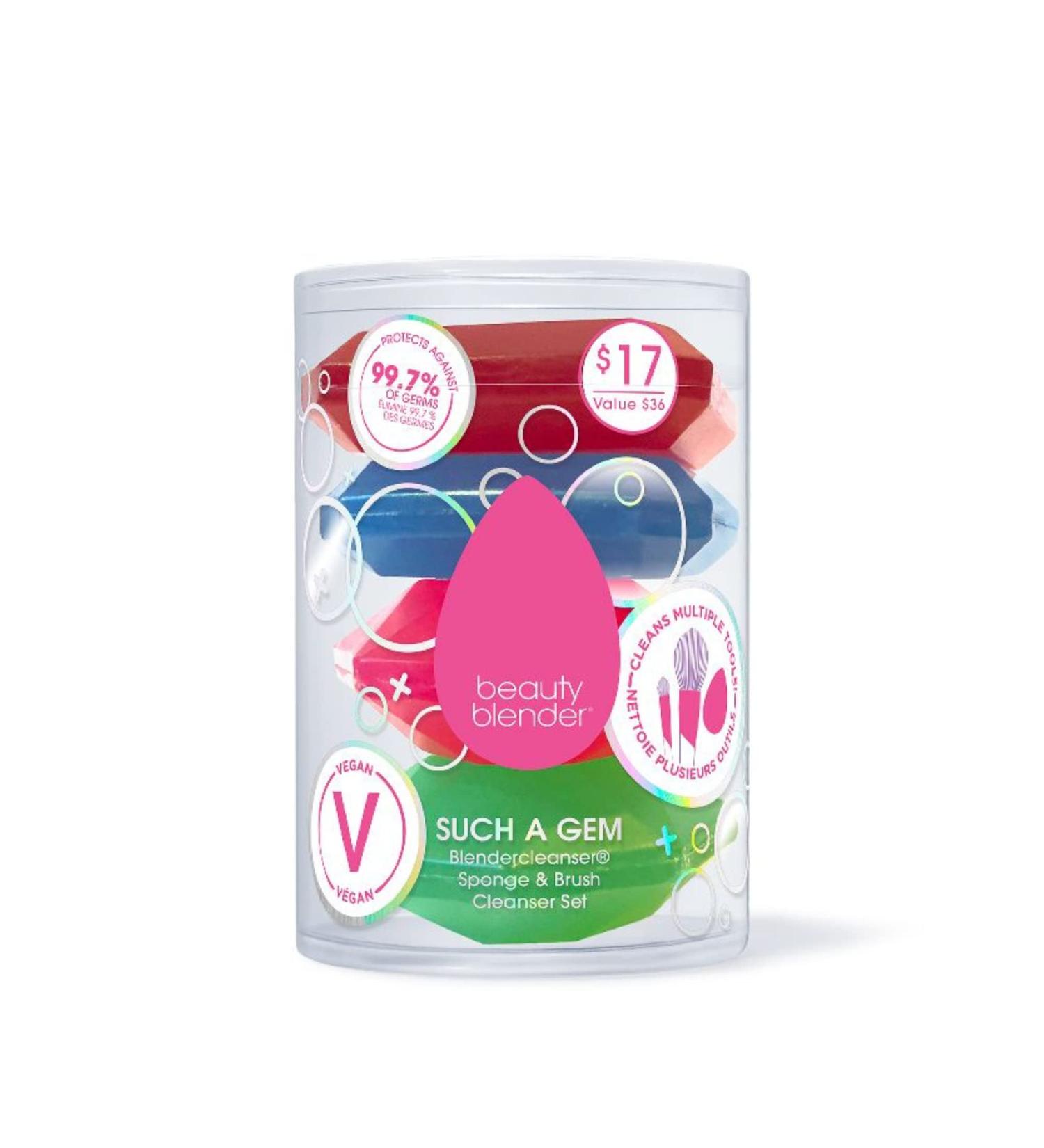 Beautyblender | Such A Gem Blendercleanser Sponge & Brush Cleanser 4-Piece Set Gemstone Makeup Sponge & Brush Cleansing Soaps Vegan Cruelty Free