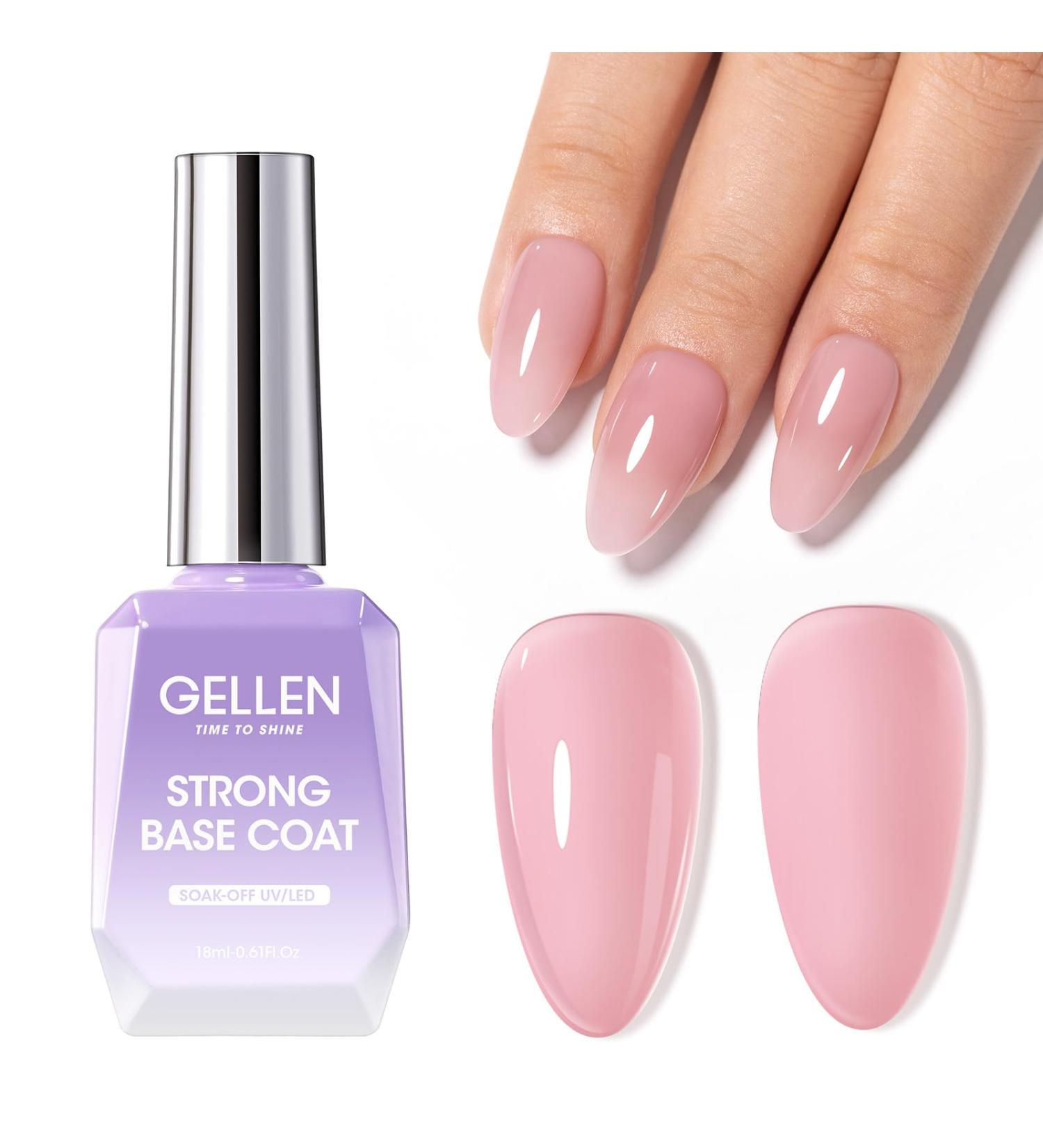 Gellen 18ml Rubber Base Nail Gel Soak off UV LED Base Coat Nude Pink Color Gel Nail Polish No Wipe Strengthener Builder Gel Long Lasting Shine & Repair Base Coat - Buy Online on GoSupps.com