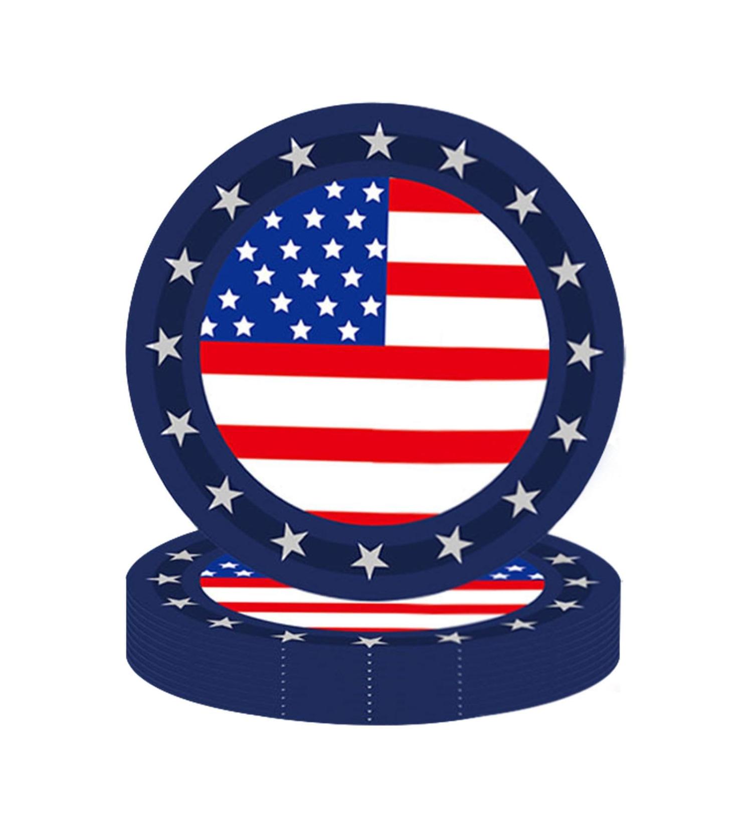 Shakven 4th of July Paper Plates | Independence Day Paper Plates Kit | Independence Day & Tableware Decorations Red White Blue Paper Plates 24 9-inch Plates - Buy Online on GoSupps.com