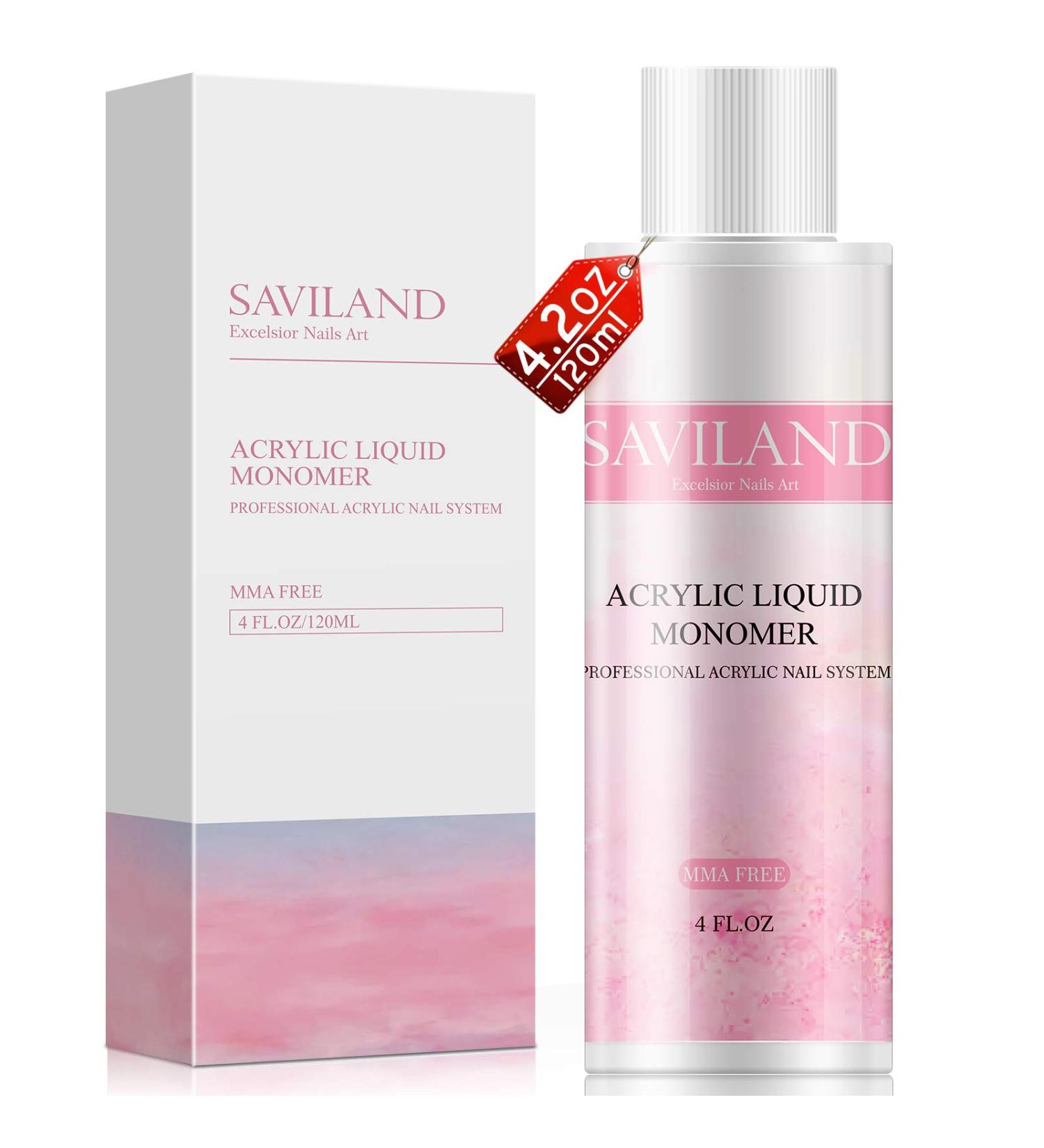 Saviland Acrylic Liquid - 4 OZ | Professional Polymer for Acrylic Nail Extension | Fast Dry, Flexible, Non-Yellowing | MMA Free - Buy Online on GoSupps.com