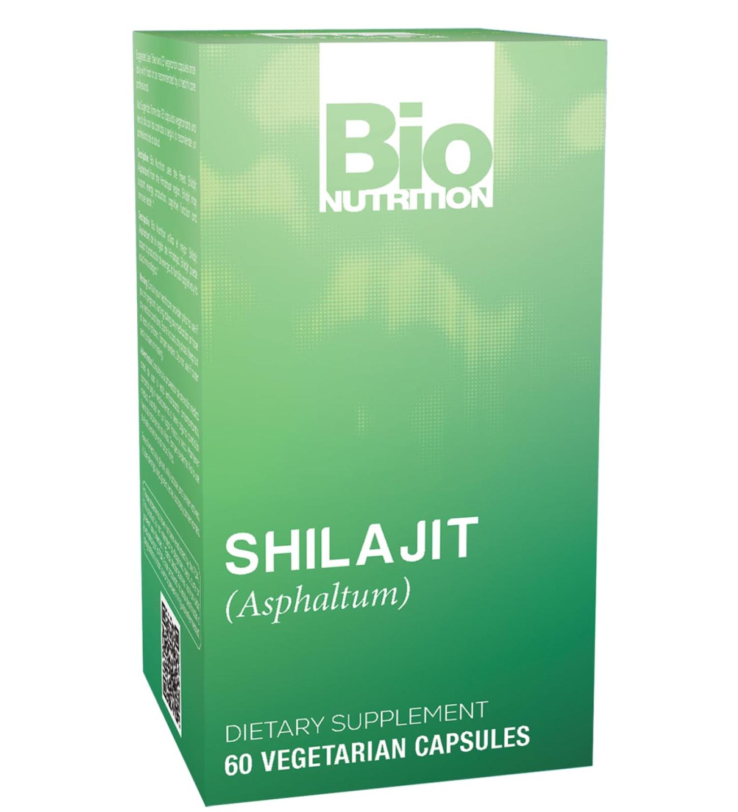 Bio Nutrition Shilajit (Asphaltum), 60 Vegetarian Capsules (500 mg per Capsule) - Buy Online on GoSupps.com
