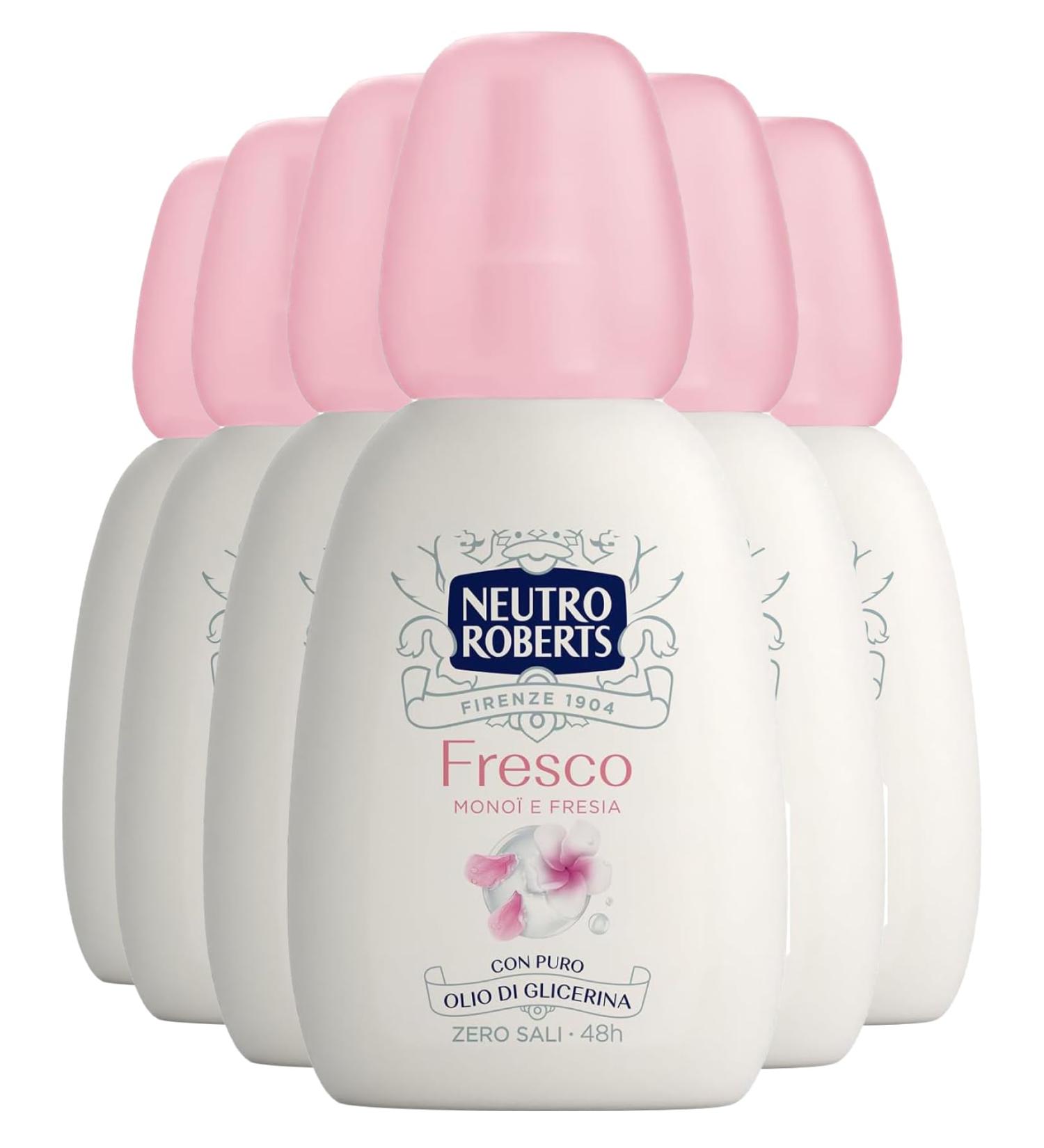  Neutro Roberts Pack of 6 x 75ml bottles of Roberts Monoi and Freesia Fresh Spray Deodorant zero gas 0% aluminum salts 48h - Buy Online on GoSupps.com