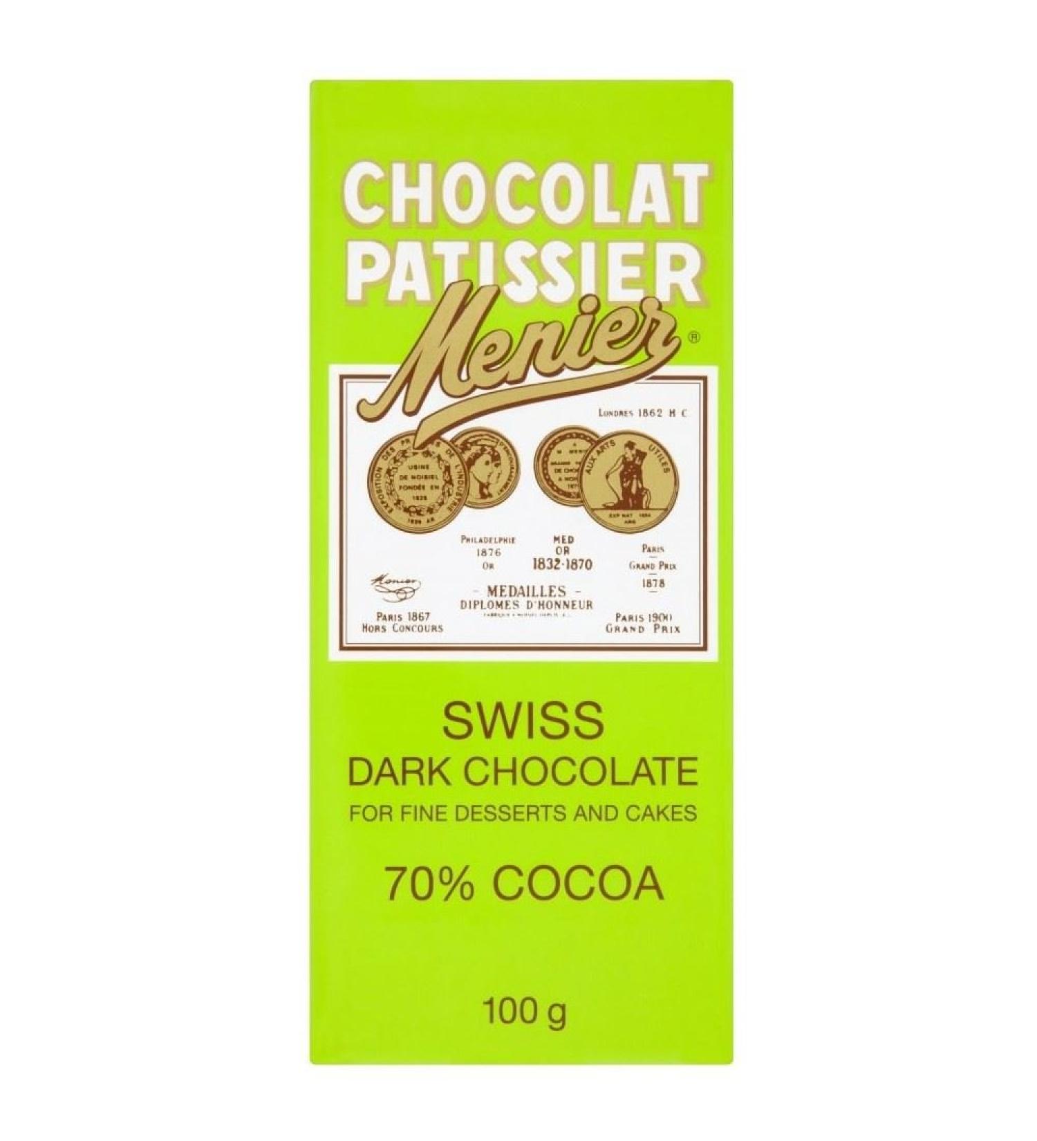 Menier Swiss Dark Cooking Chocolate 70% Cocoa 100g