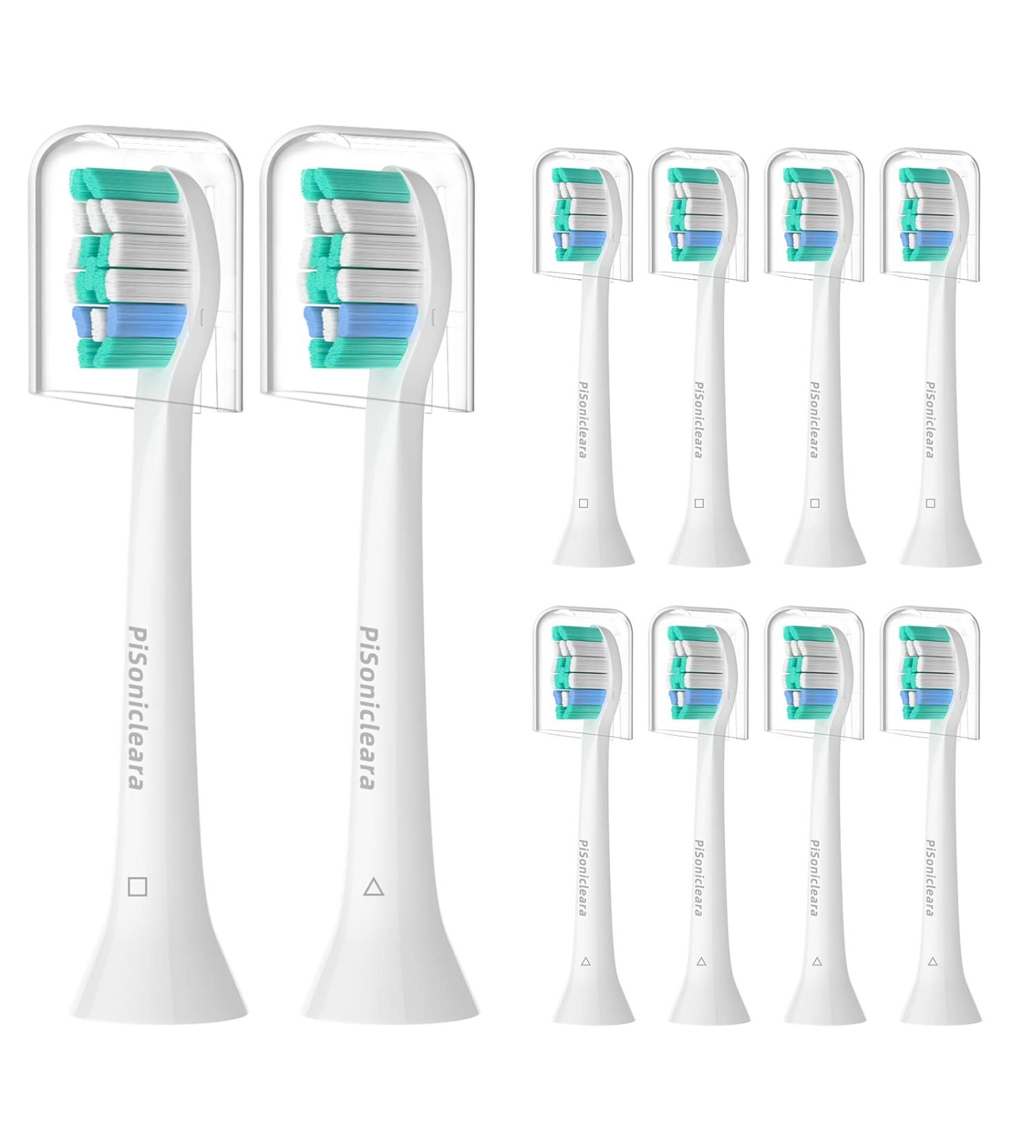 Pisonicleara Replacement Toothbrush Heads (10 Pack) for Philips Sonicare - Compatible with HX6920, HX4100, HX9023, HX6240, HX6610 - Snap On Electric Toothbrush Refill - Buy Online on GoSupps.com