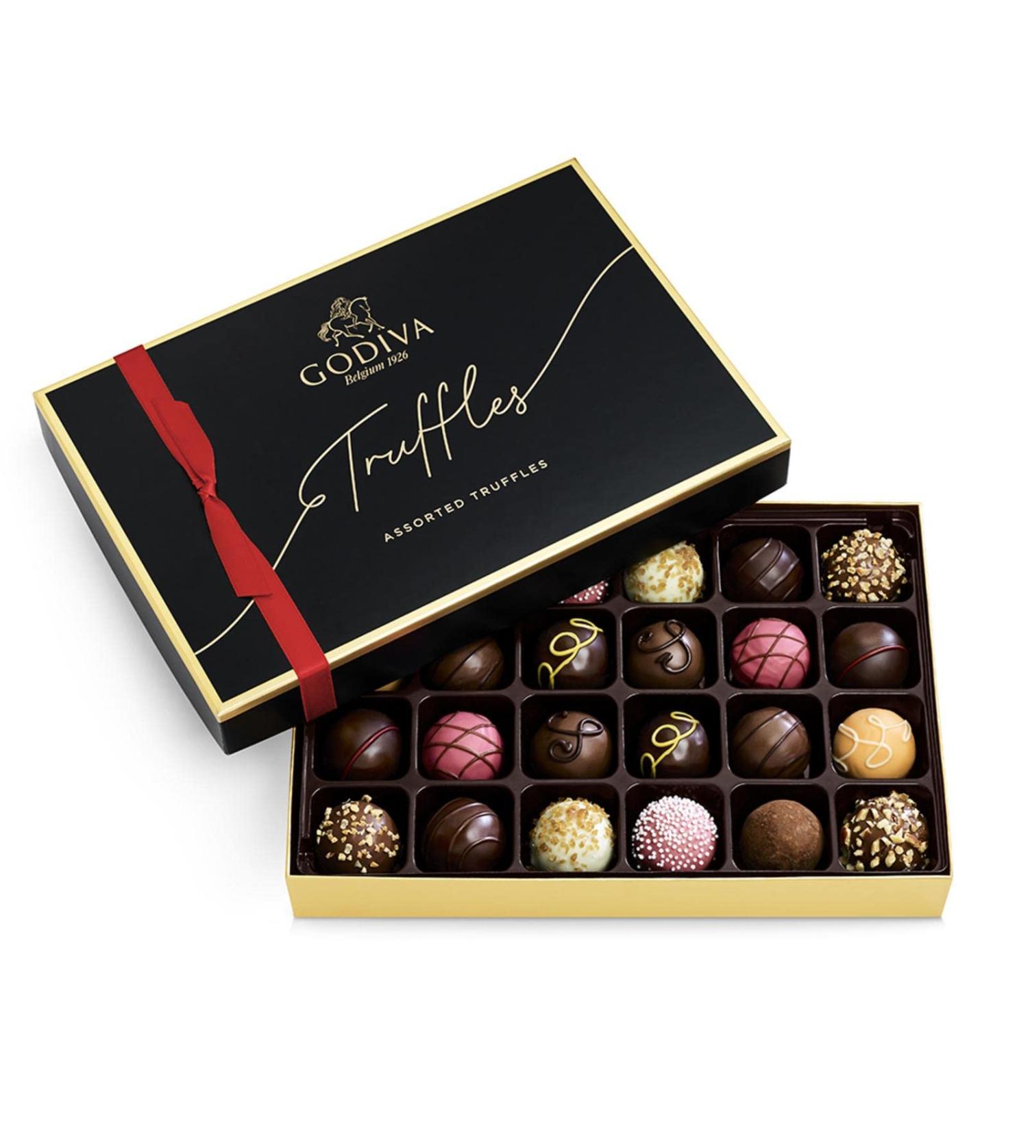 Godiva Signature Assorted Chocolate Truffles Gift Box | 24 Pieces | Red Ribbon - Buy Online on GoSupps.com