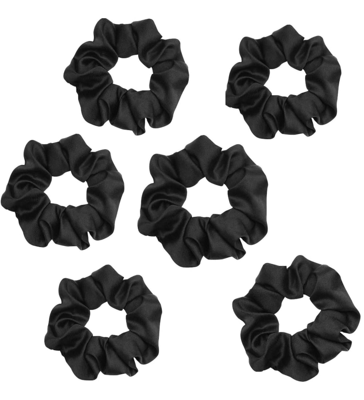 LFRNZS 6-Piece Satin Hair Scrunchies Set - Black Large Satin Hair Ties for Women and Girls - Buy Online on GoSupps.com