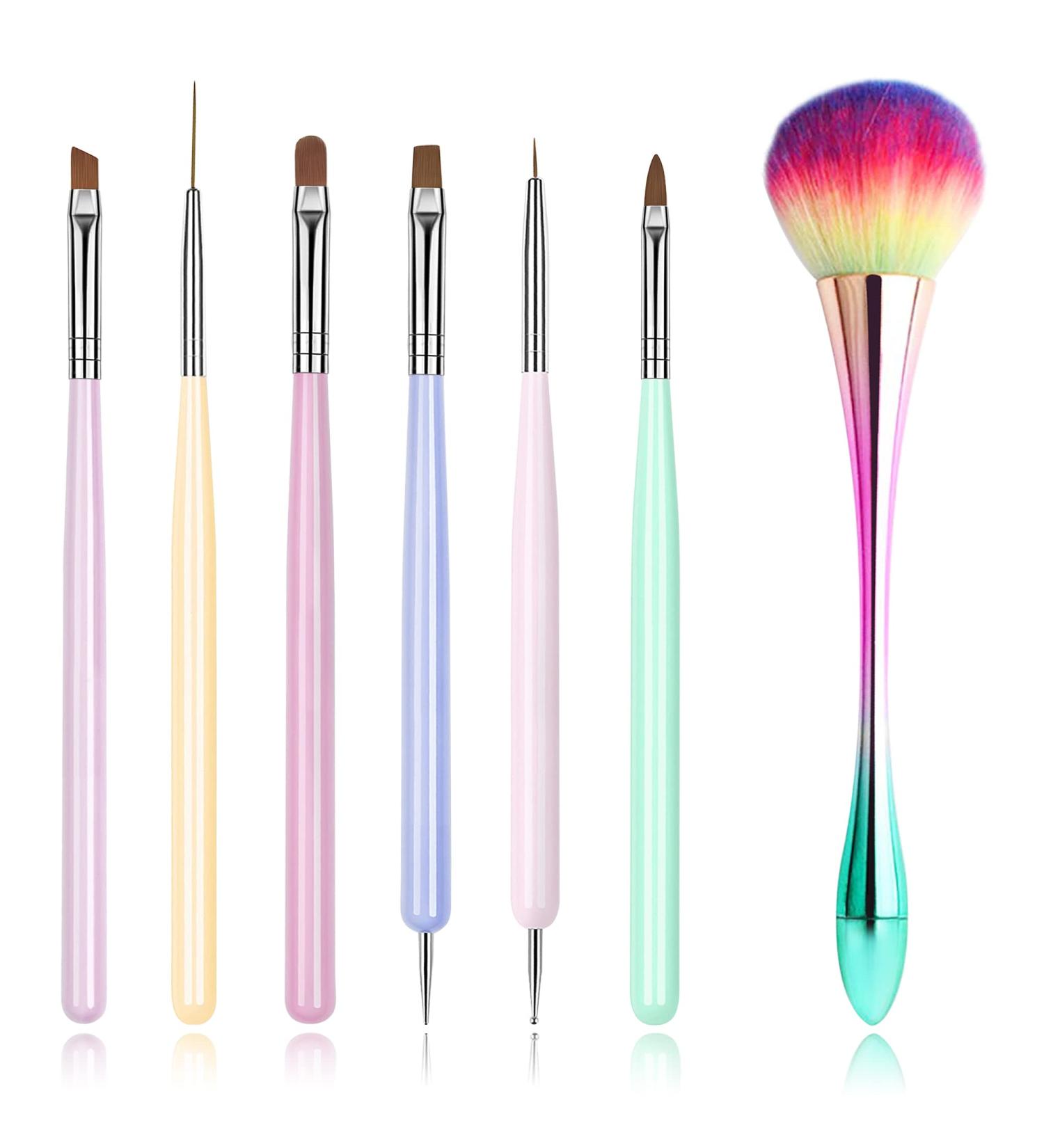 Ailisaail 7Pcs Nail Art Brush Set - Builder Gel Brush, Liner Brush, Dotting Pen, Dust Brush - Home & Salon Use - Multicolor - Buy Online on GoSupps.com