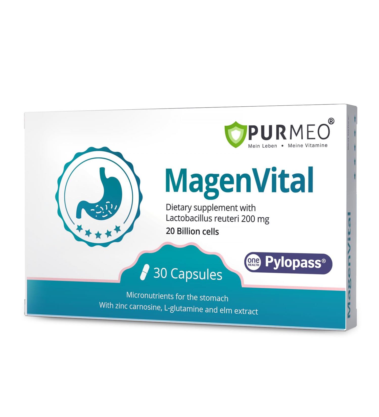 5-in-1 High Potency H. Pylori Probiotic 1 Per Day - Supports Gastric Lining Integrity Occasional Indigestion Acid Comfort - Pylopass Lactobacillus Reuteri Gluten Free Vegan 30ct Made in Germany H pylori Probiotic 1-P  - Buy Online on GoSupps.com