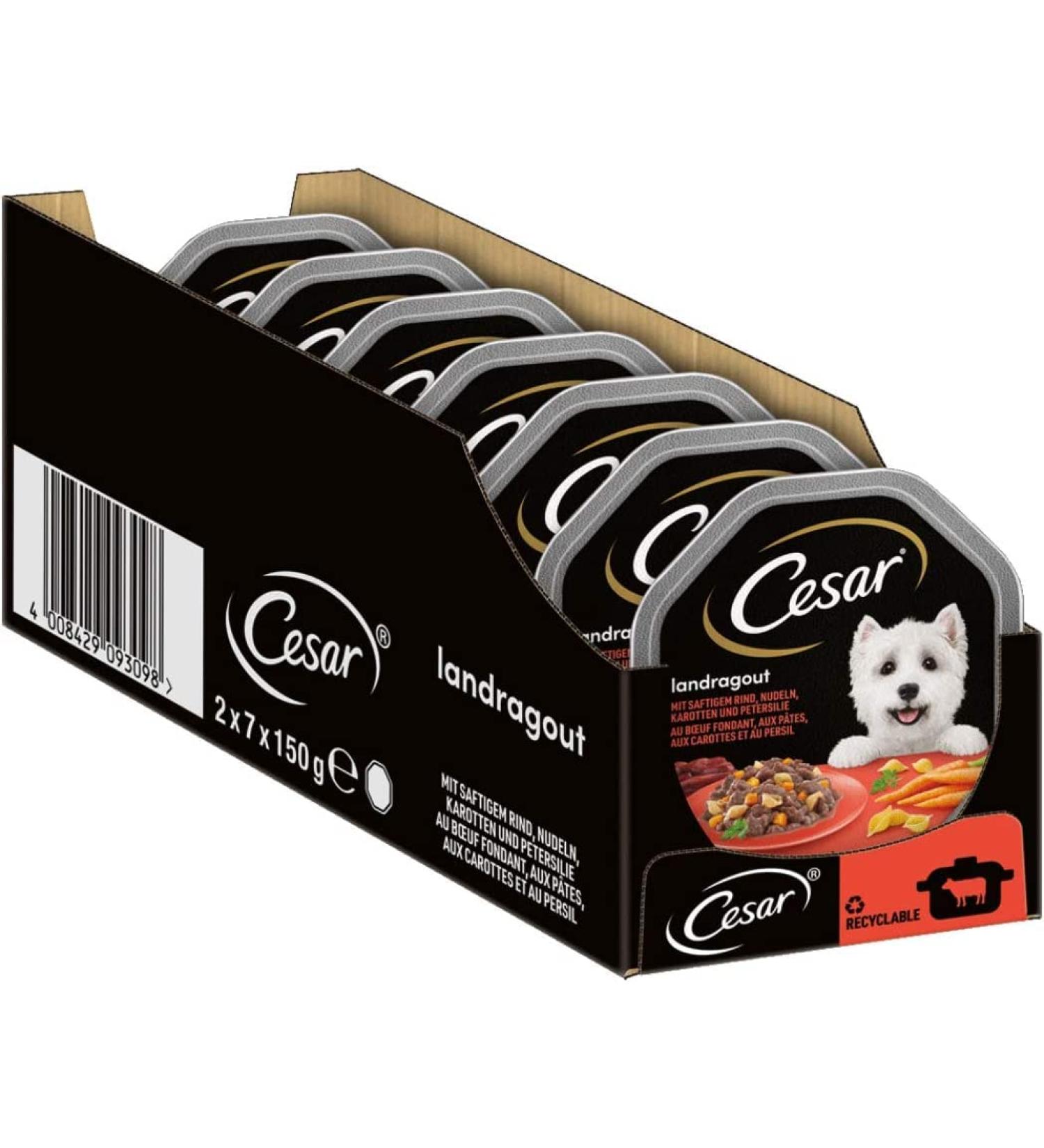 Cesar Wet Dog Food Country Kitchen: Beef Pasta & Carrots in Sauce - 14 Bowls (150g Pack) - Buy Online on GoSupps.com