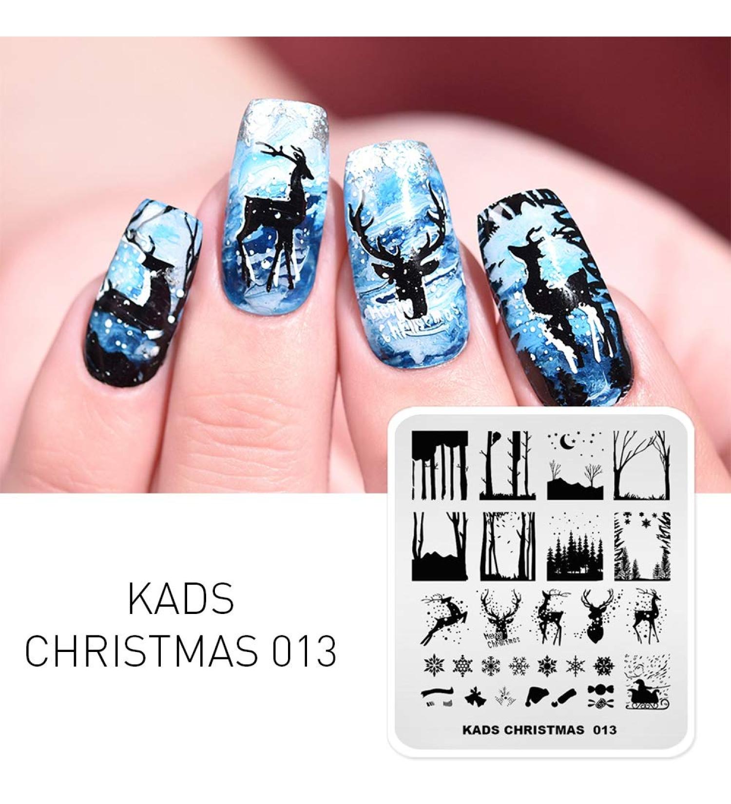 KADS Christmas Nail Art Stamp Plate | Elk Bell Snowflakes Design Stencil (CH013) - Buy Online on GoSupps.com