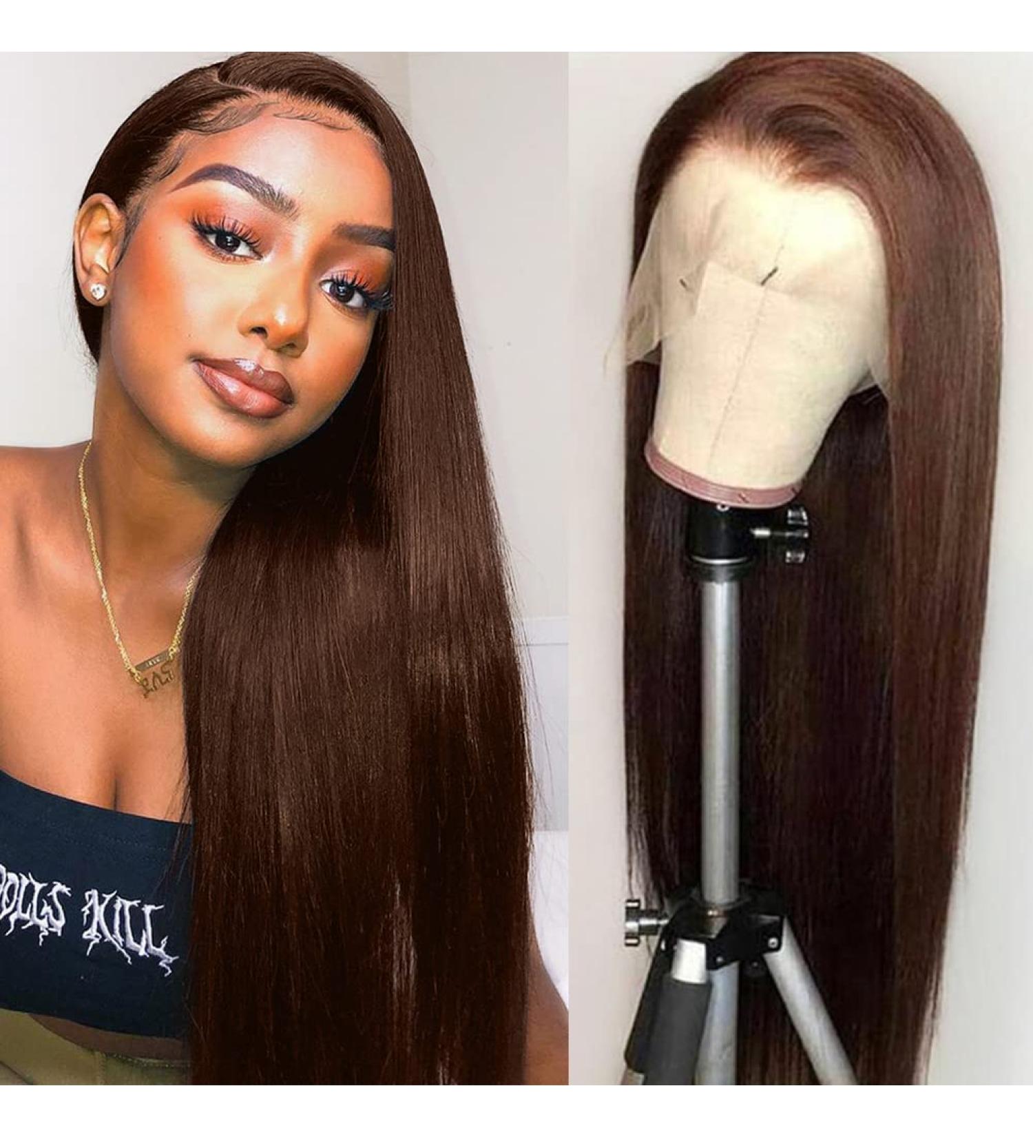 Hermosa 13x4 Brown Lace Front Wig - 22 Human Hair, Pre-Plucked, 180 Density, Baby Hair, #4 Color - Buy Online on GoSupps.com