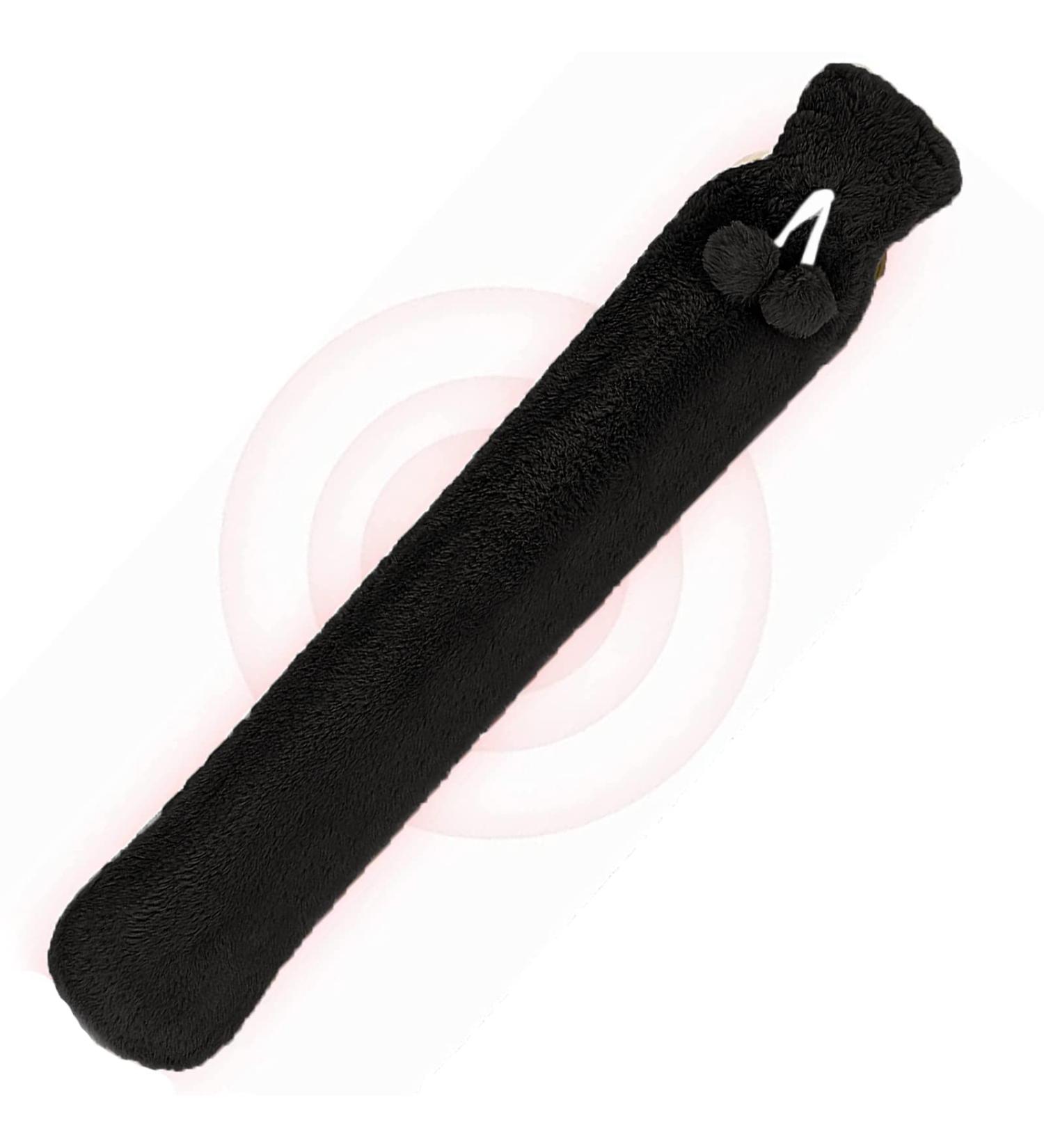 2L Natural Rubber Long Hot Water Bottle with Fluffy Cover - Heat Therapy & Neck Wrap, Personalized for Children, Men, Women - Black - Buy Online on GoSupps.com
