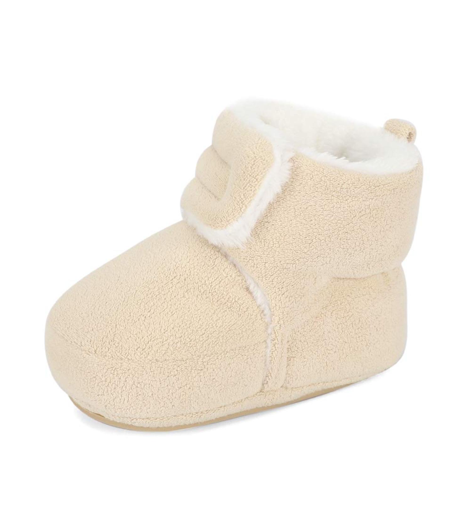 MASOCIO Baby Winter Warm Booties - Anti-Slip Soft Sole Boots for Infant Boy Girl 6-12 Months (Beige) - Buy Online on GoSupps.com