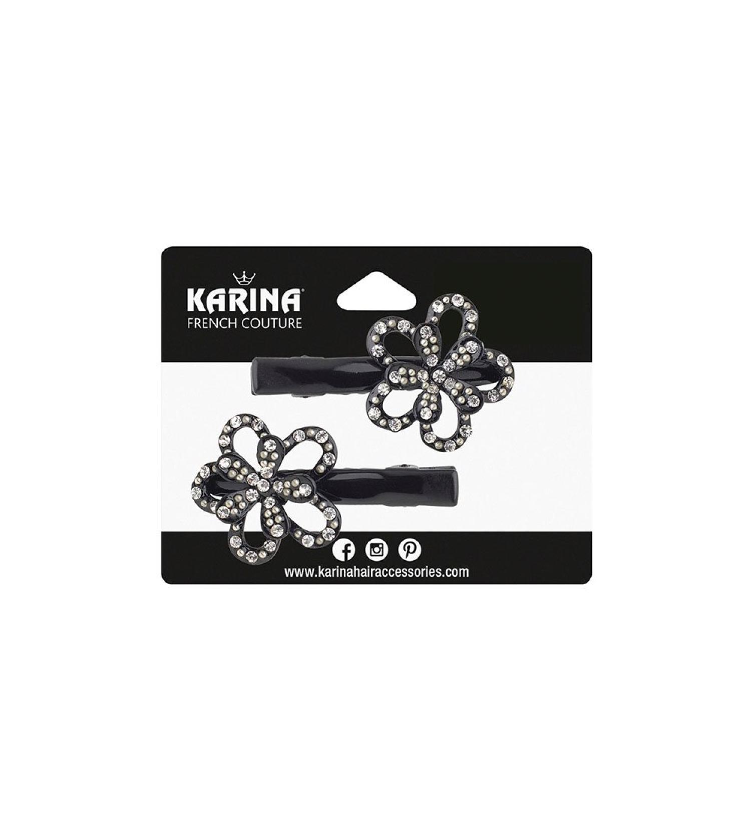 Black Flower Salon Clips