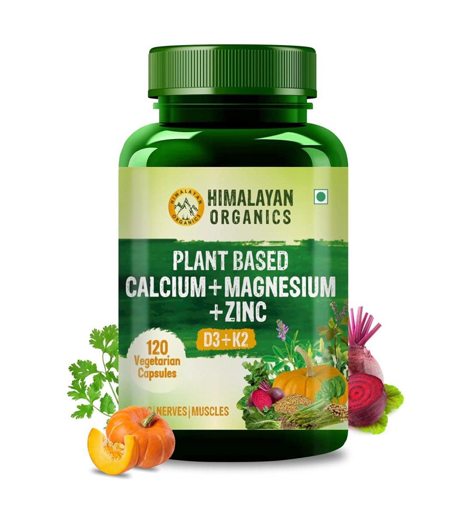Himalayan Organics Organic Calcium Magnesium Zinc D3 & K2 - Whole Food Formula for Optimum Health - Buy Online on GoSupps.com