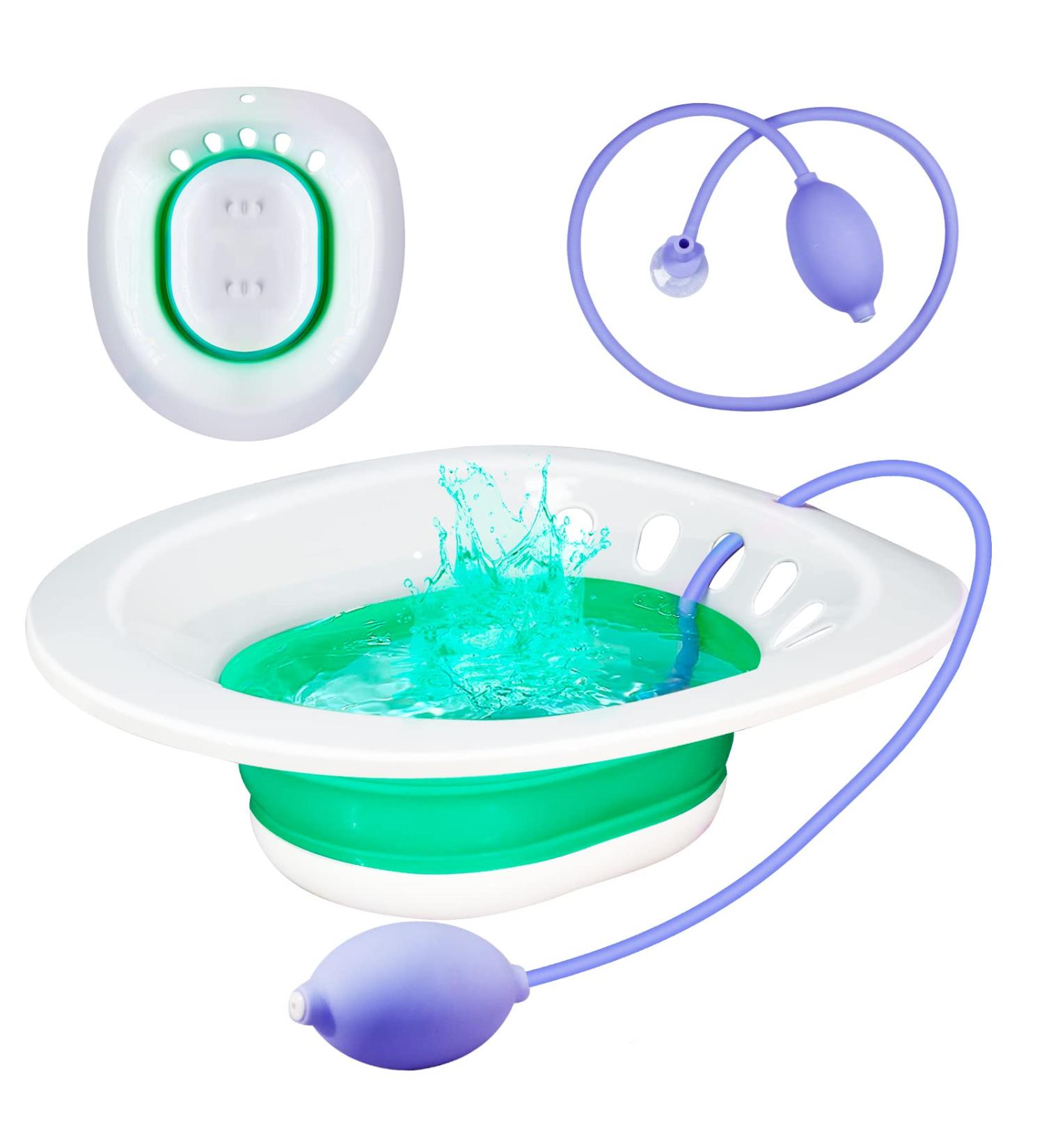 Sitz Bath for Hemorrhoids & Postpartum Care - Collapsible, Easy to Store Over The Seat Solution for Perineal Care | Treat Postpartum Wounds & Hemorrhoids Discreetly - Buy Online on GoSupps.com