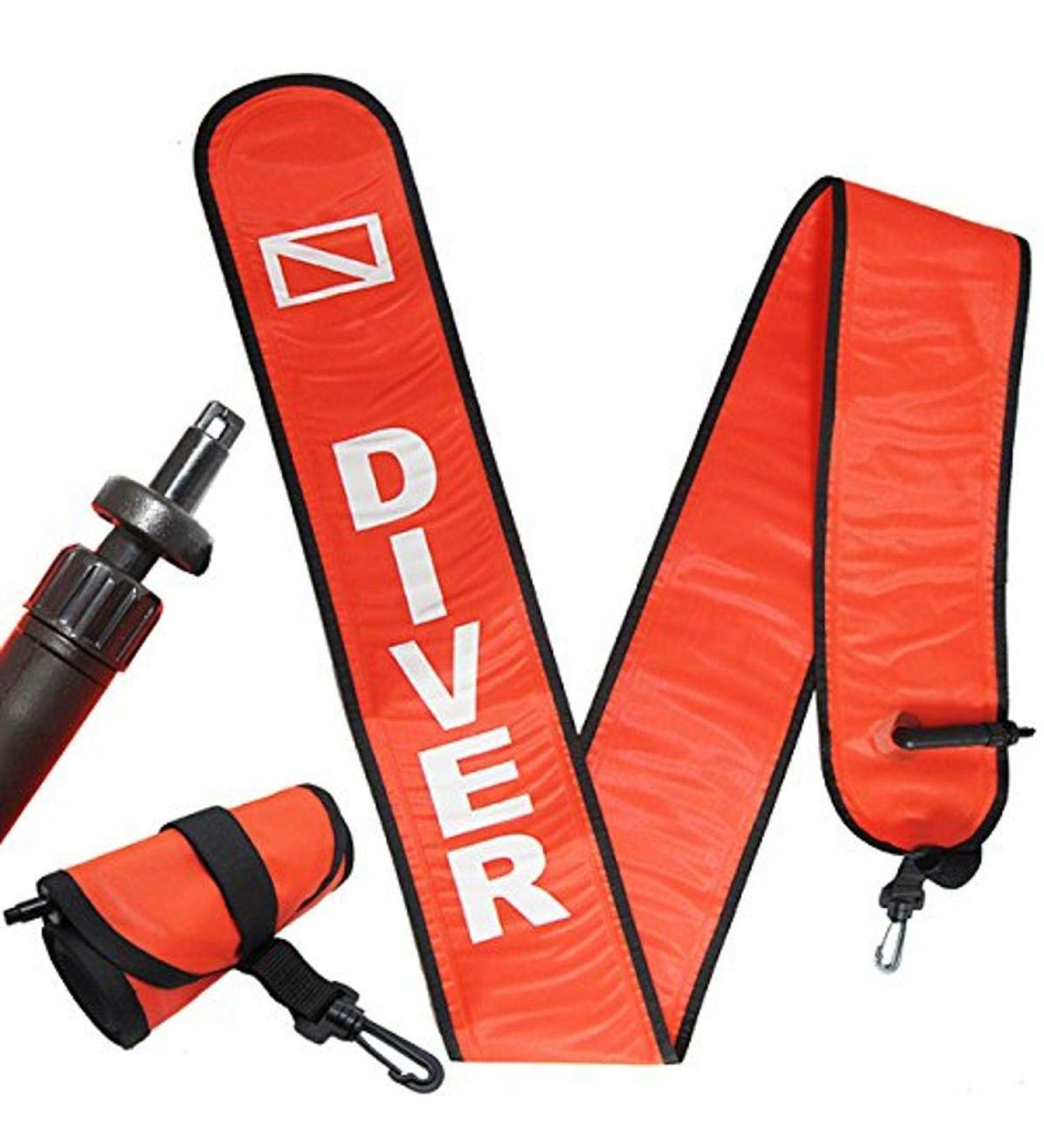 Scuba Choice Scuba Diving 6' Surface Marker Signal Tube Oral and Standard BC Hose Inflator