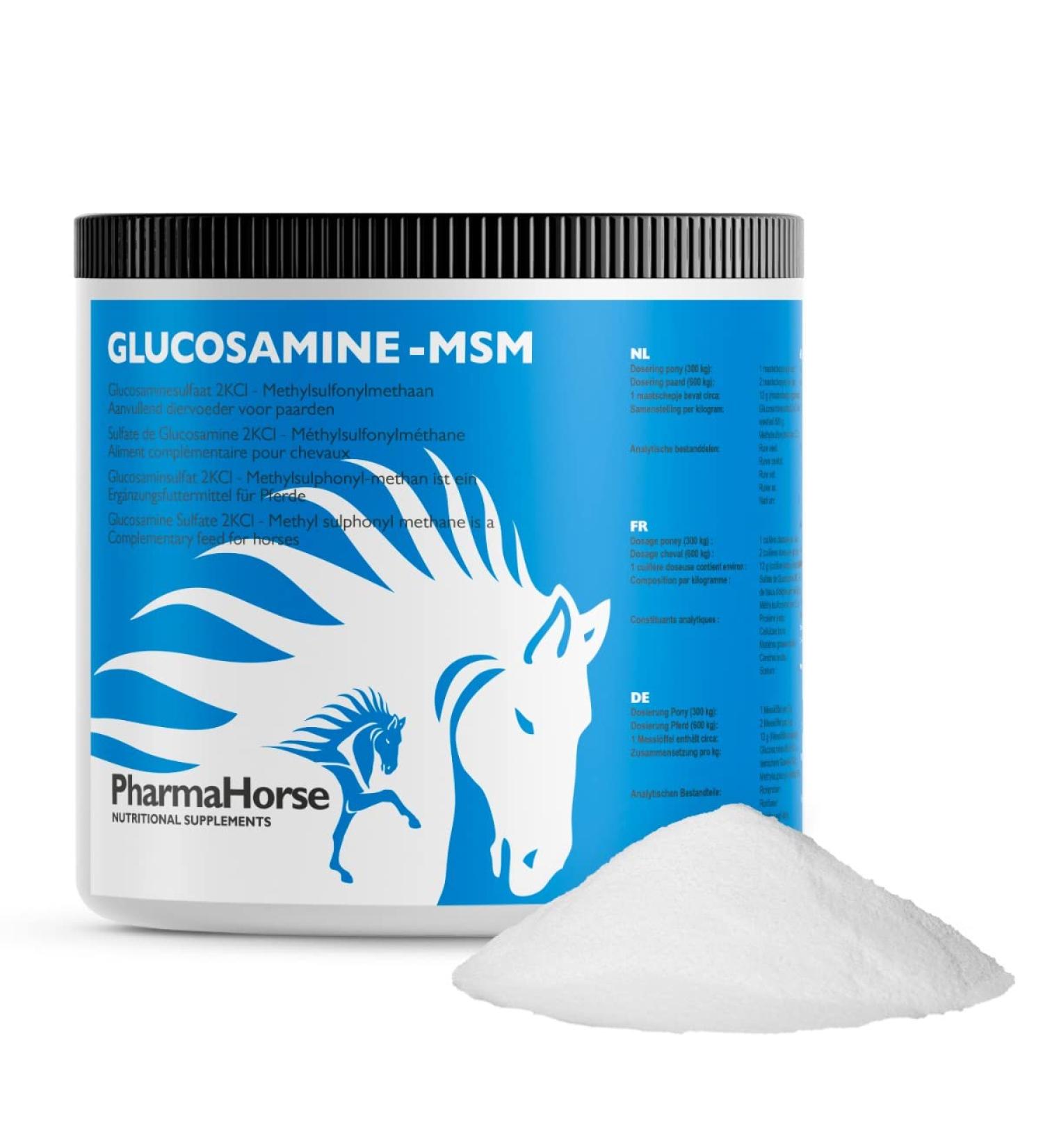 PharmaHorse Glucosamine & MSM | Horse Joint | Horse Supplement | No Sugar Added | 100% Pure Glucosamine Sulphate | No Doping | 500g - Buy Online on GoSupps.com