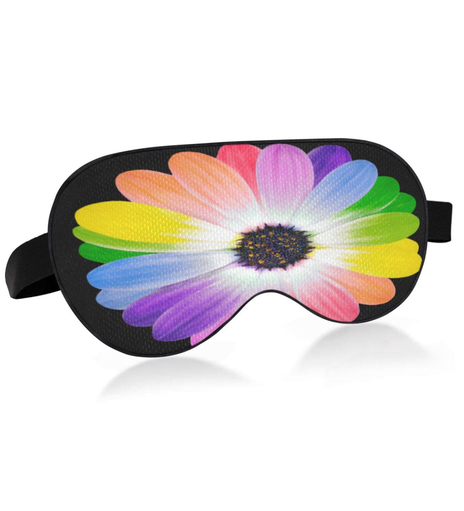 Sleep Mask - Light Blocking Rainbow Flower Eye Mask for Comfortable Sleeping | Adjustable Floral Eye Cover for Men & Women | Perfect for Travel Naps & Work - Buy Online on GoSupps.com