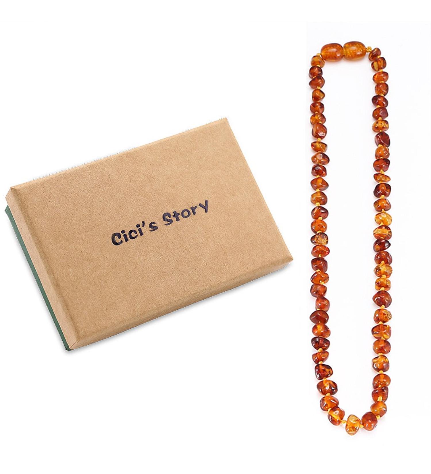 Cognac Amber Necklace - 100% Certified Baltic Amber (11 Inches) - Buy Online on GoSupps.com
