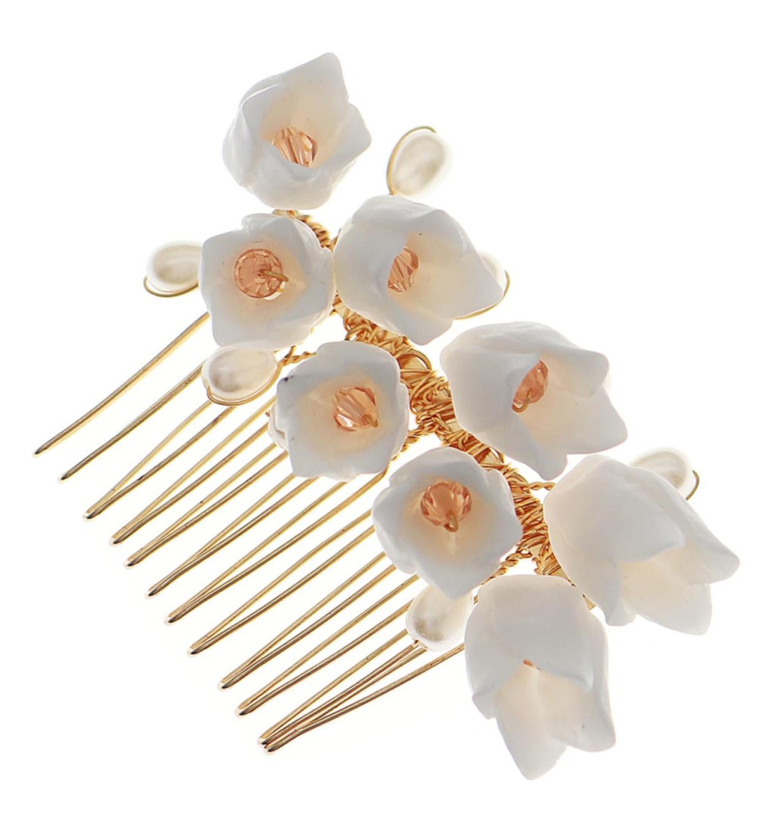 Angoily Flower Comb Floral Bridal Headpiece Floral Hair Clip Bridal Hair Comb Prom Headpiece Artificial Flower Hairpins Bridal Accessories Accesorios Para Beach Alloy Crystal Wig Bride - Buy Online on GoSupps.com