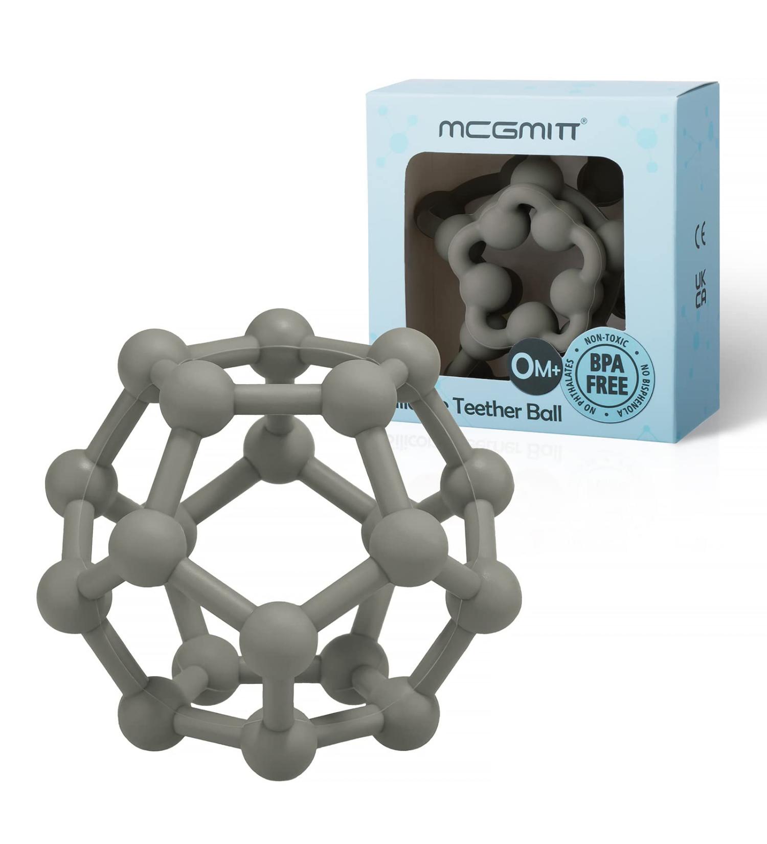 MCGMITT Teething Toy for Babies 6 Months - Baby Teether Ball Grasping Toy with Soft Sensory Texture - BPA-free Silicone Teether for Newborns - Greenish Grey - Buy Online on GoSupps.com